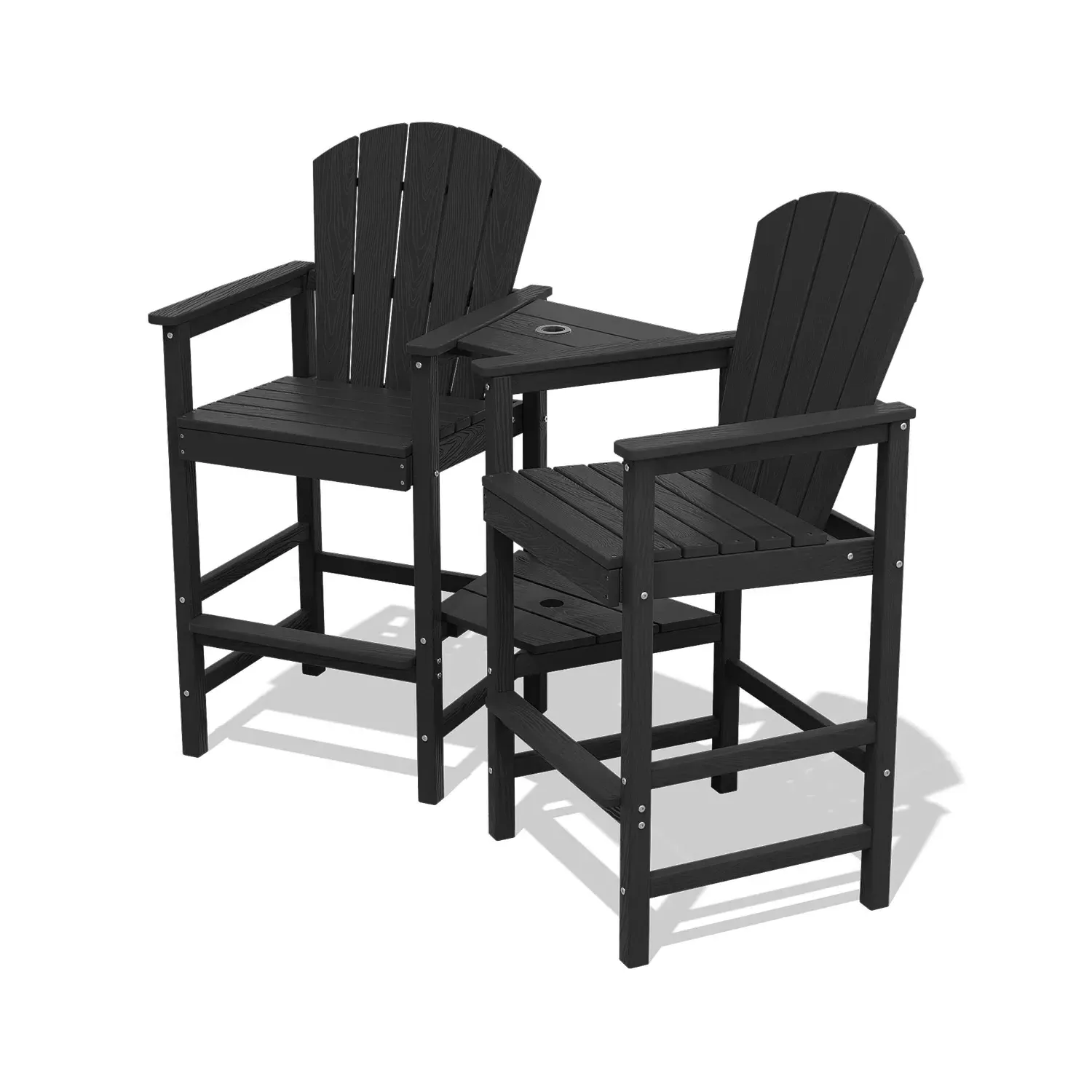 Adirondack Chair Set with Connecting Table - Black product