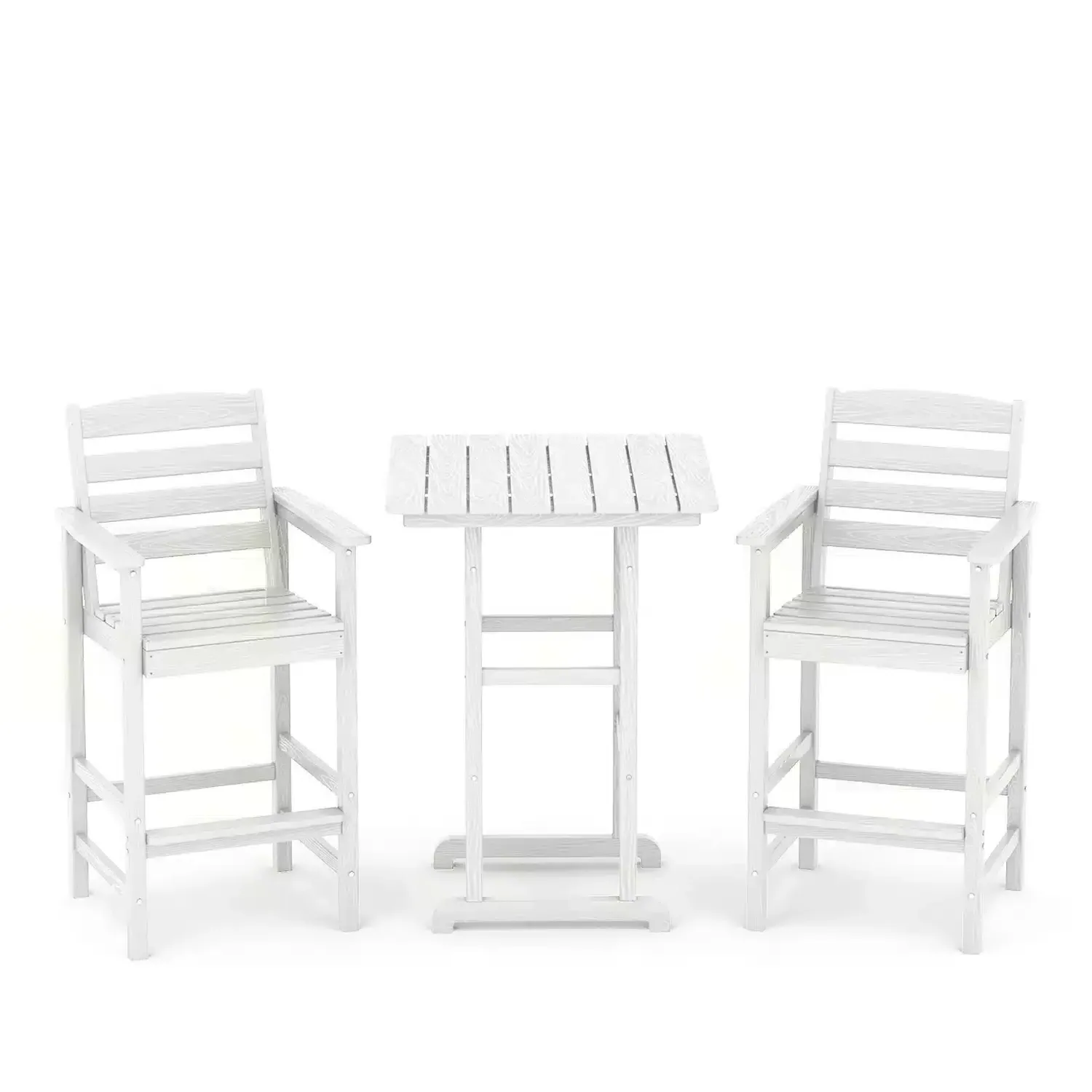 HDPE Poly 3-Piece Low-Back Bar Chair Set with Square Table product