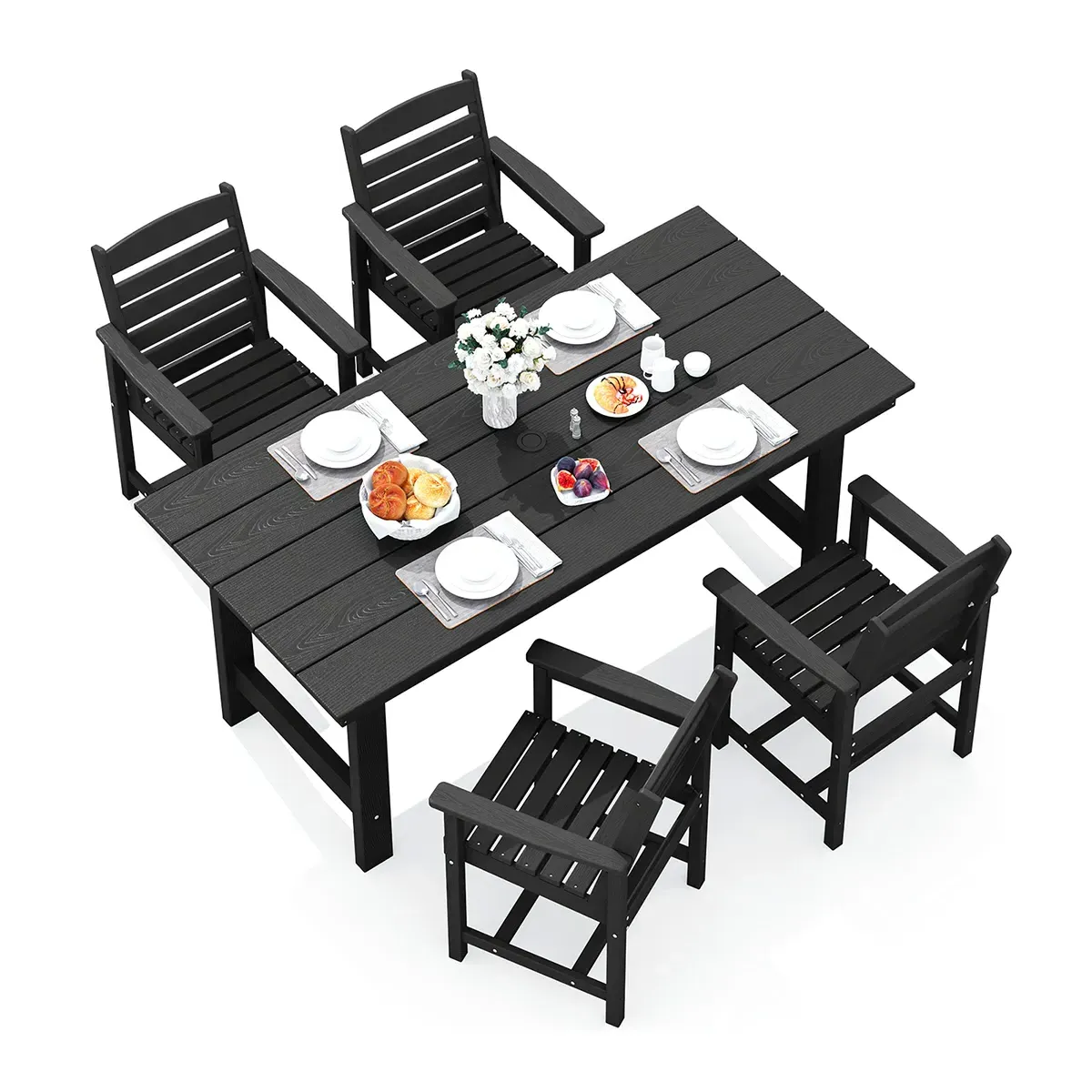 HDPE Poly 5-Piece Outdoor Dining Table and Arm Chairs Set product