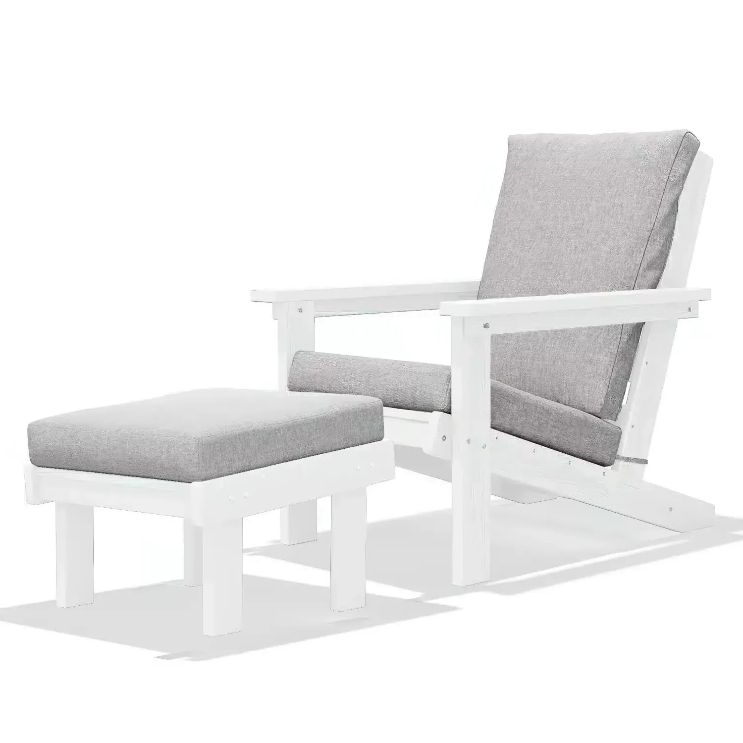 Outdoor Poly Adirondack Chair with Footrest and Cushion product