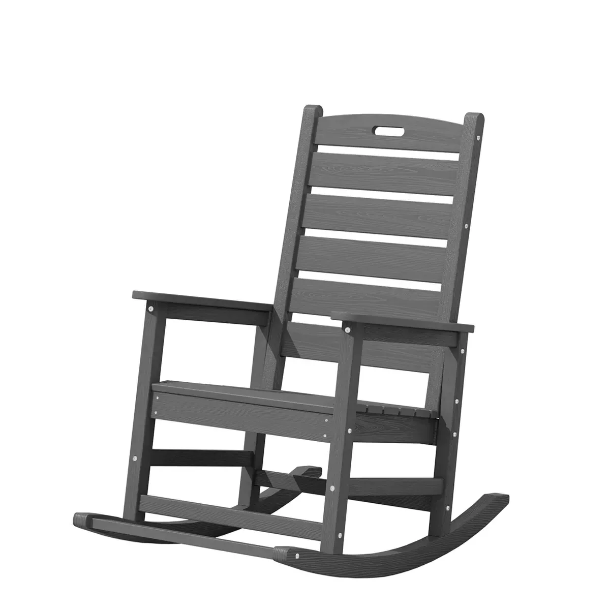 Outdoor Poly Porch Rocking Chair with Footrest - Black, HDPE product