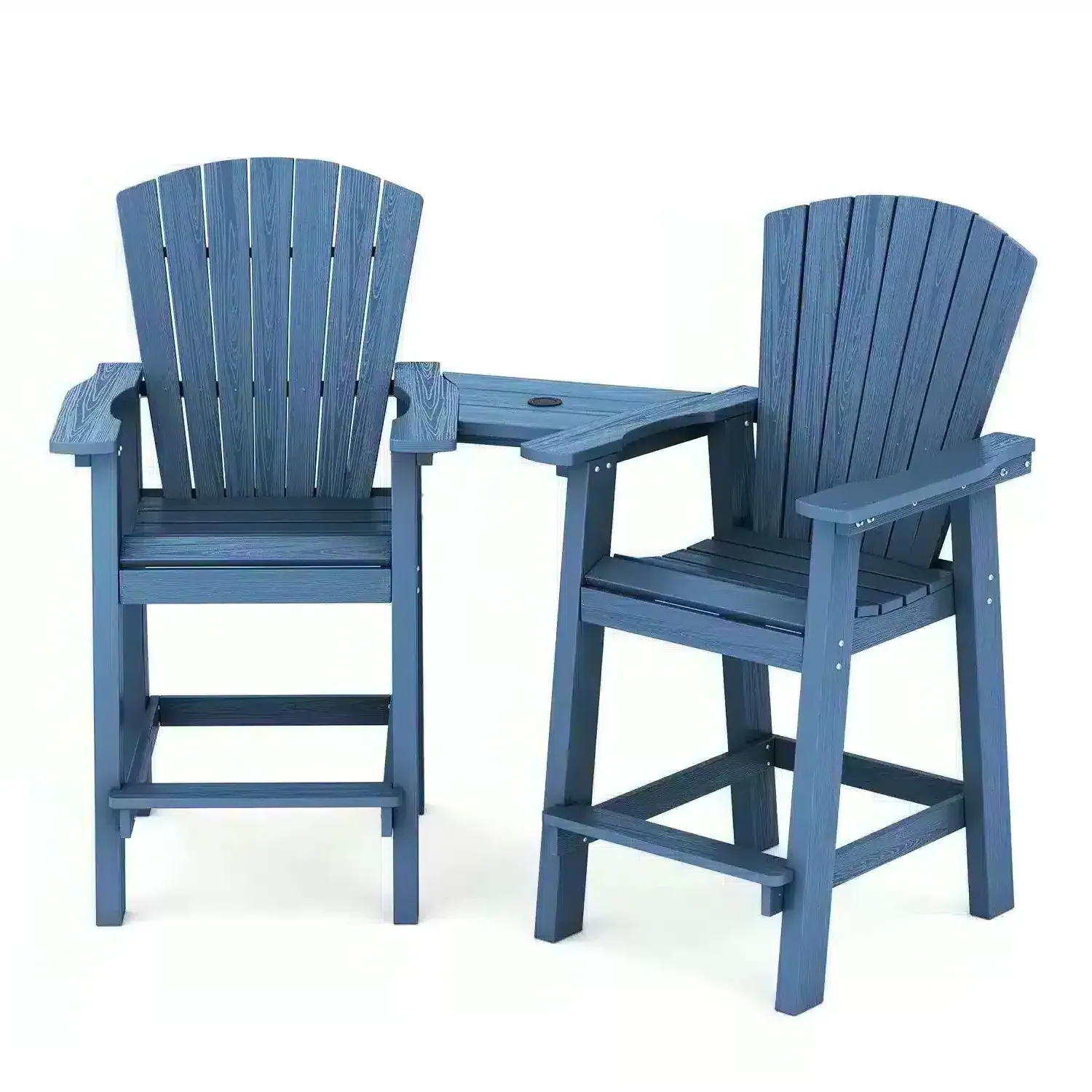Tete A Tete Bar Height Adirondack Chairs with Connecting Table - HDPE product