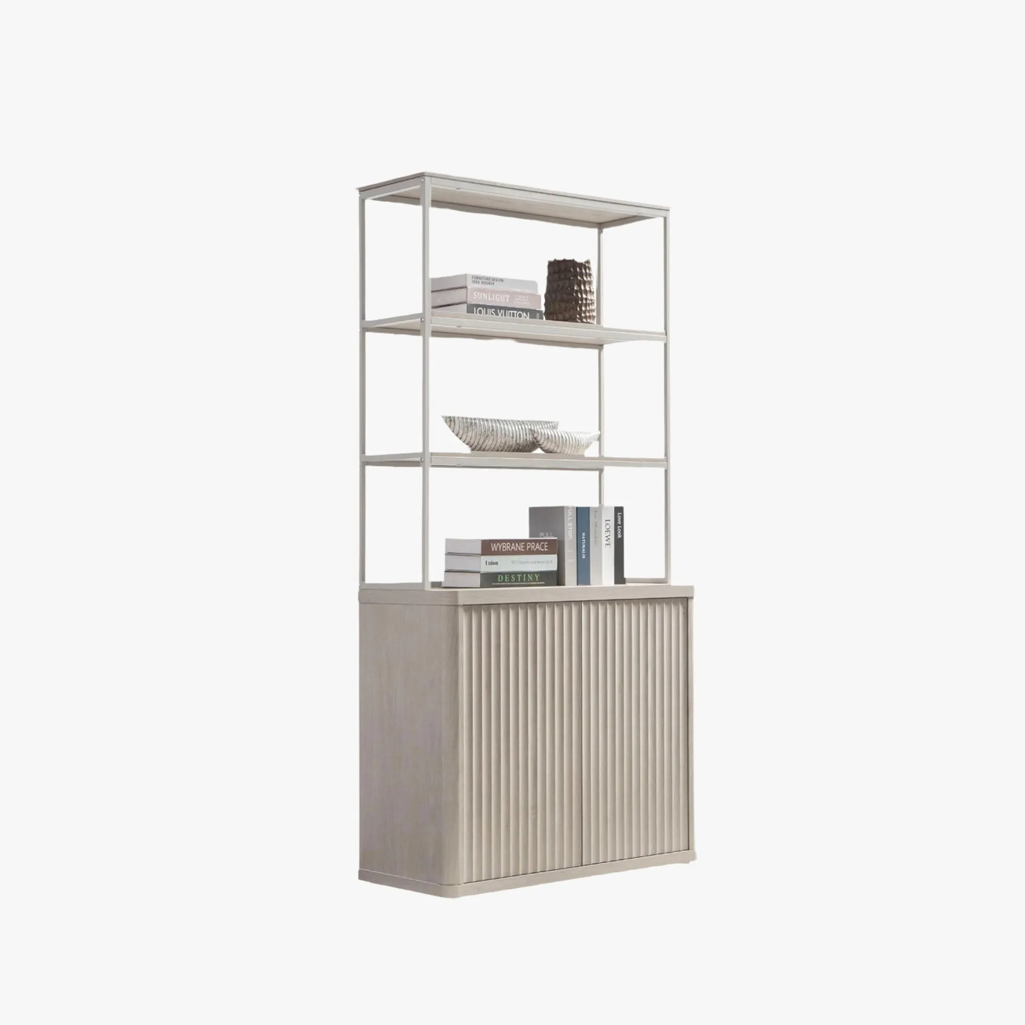 Cas 5-Tier Tall Bookcase with Doors - Black, Wood & Metal product