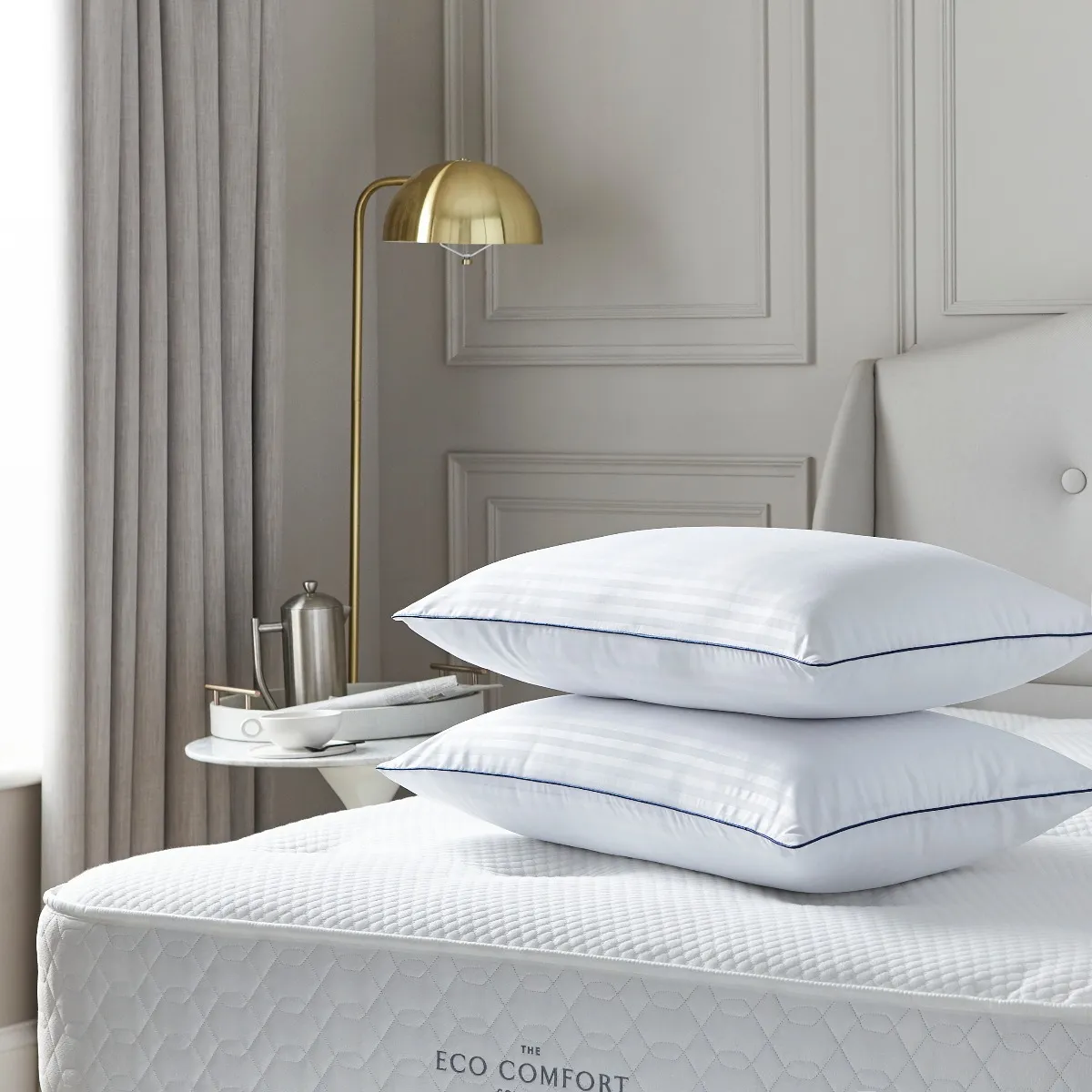 2-Pack Piped Pillows with Embossed Design