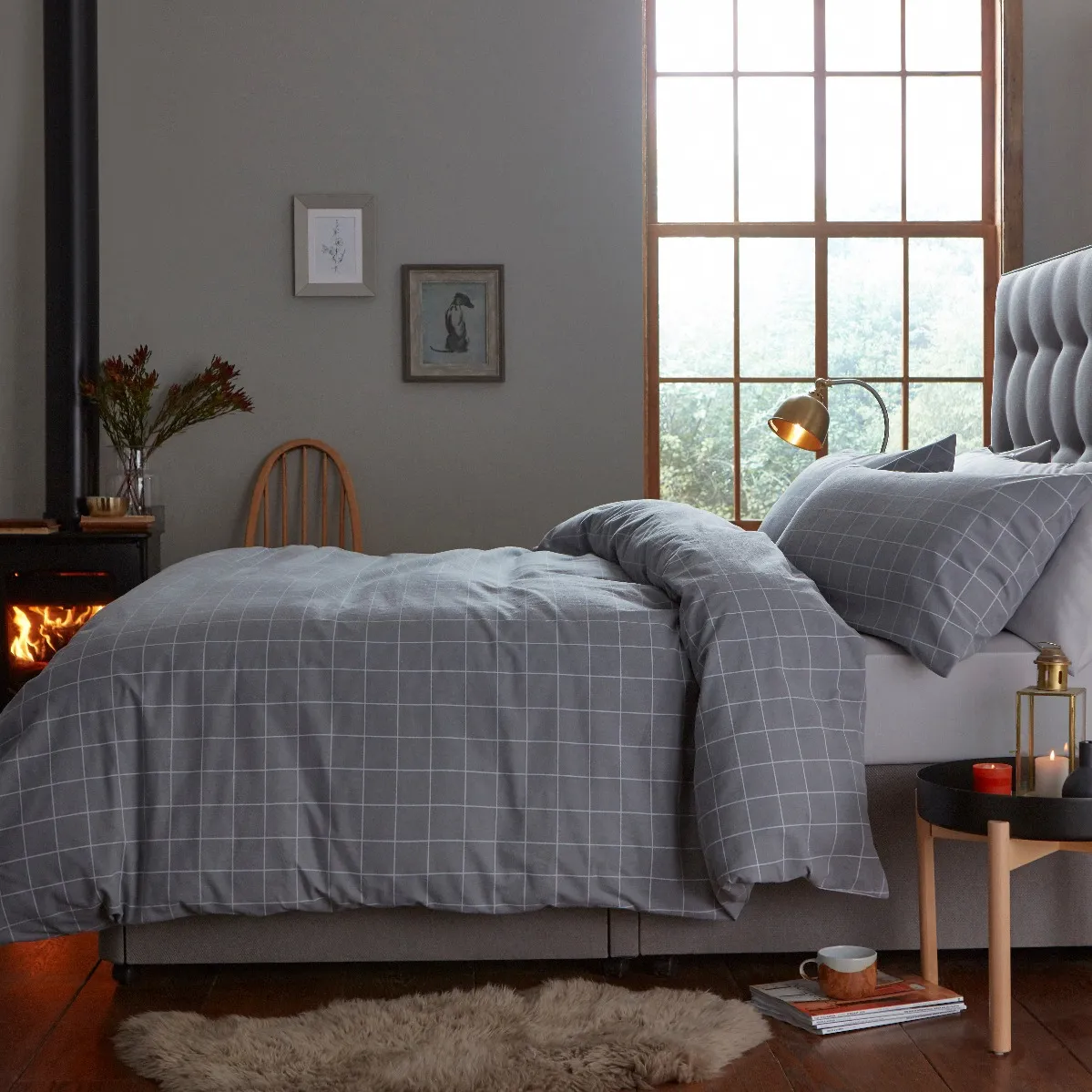 Brushed Check Super King Duvet Set - Blush, Brushed Cotton product