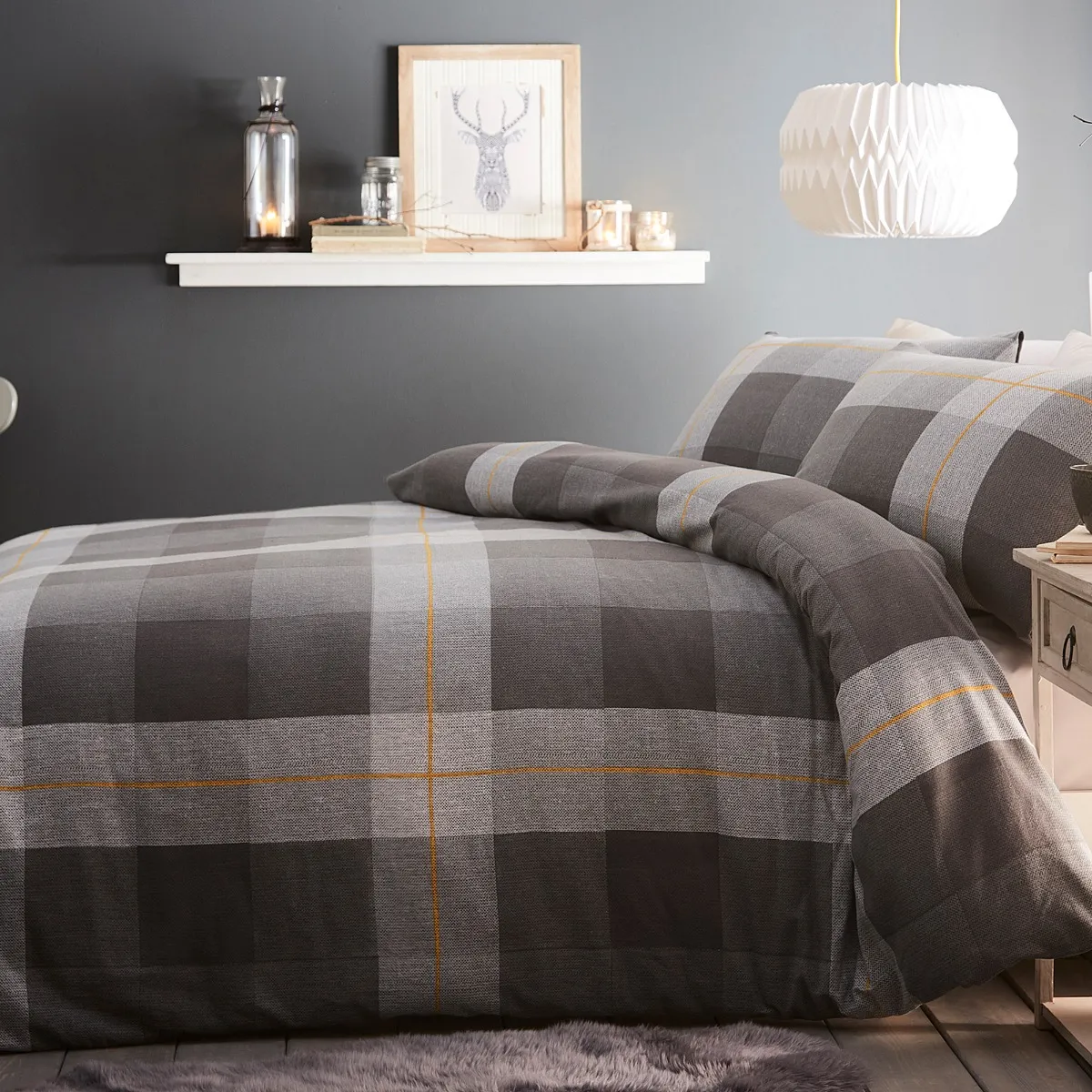 Classic Check Single Duvet Set - Brushed Cotton product