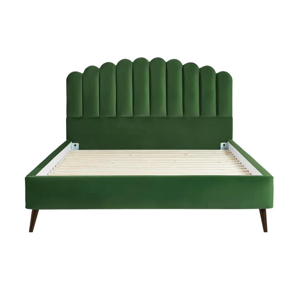 Double Bed Frame with Headboard - Sandstone, Chrome image