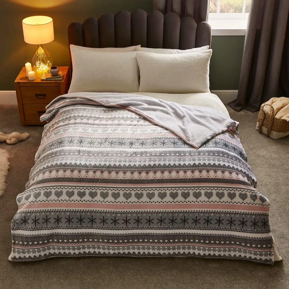 Giant Blanket with Sherpa Fleece - Fairisle image