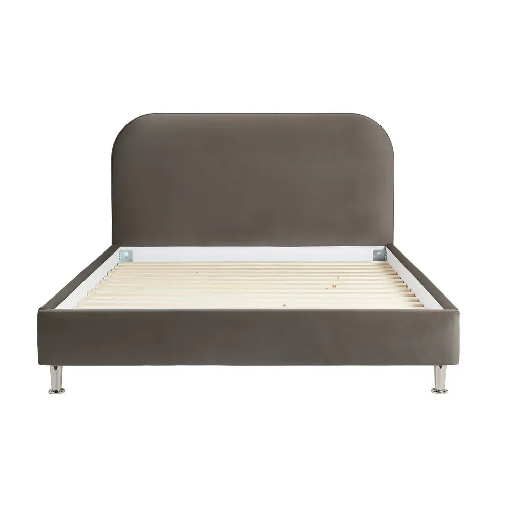 King Bed Frame with Headboard - Chrome