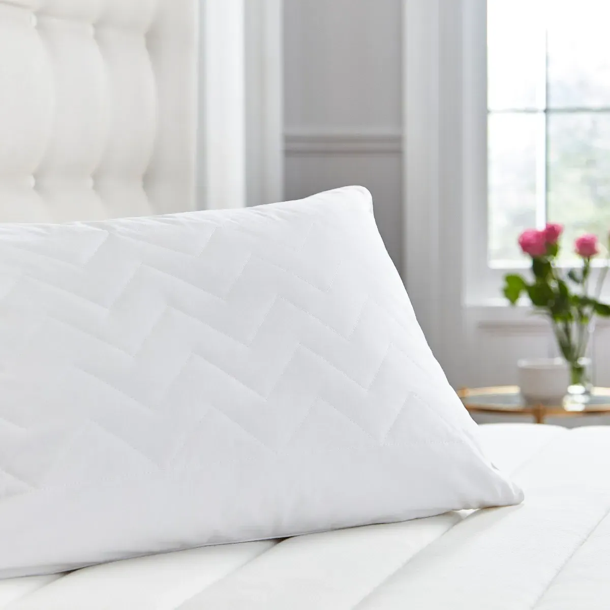 Quilted Wool Pillow - White, Cotton product