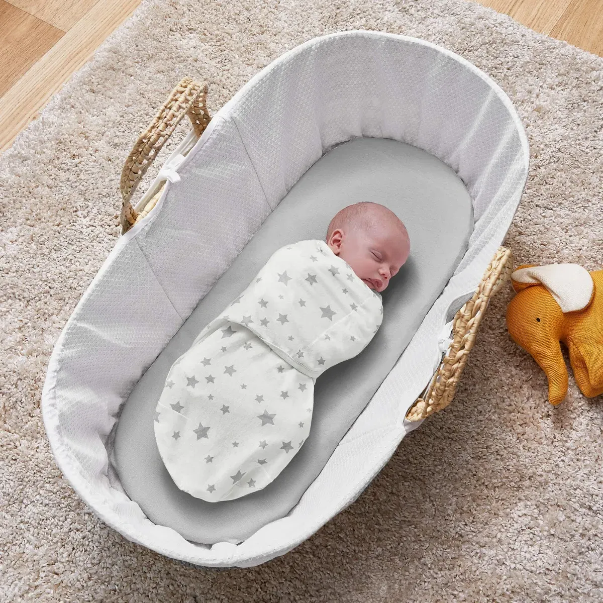 Safe Nights Swaddle Blanket - Grey Star, Jersey Cotton product