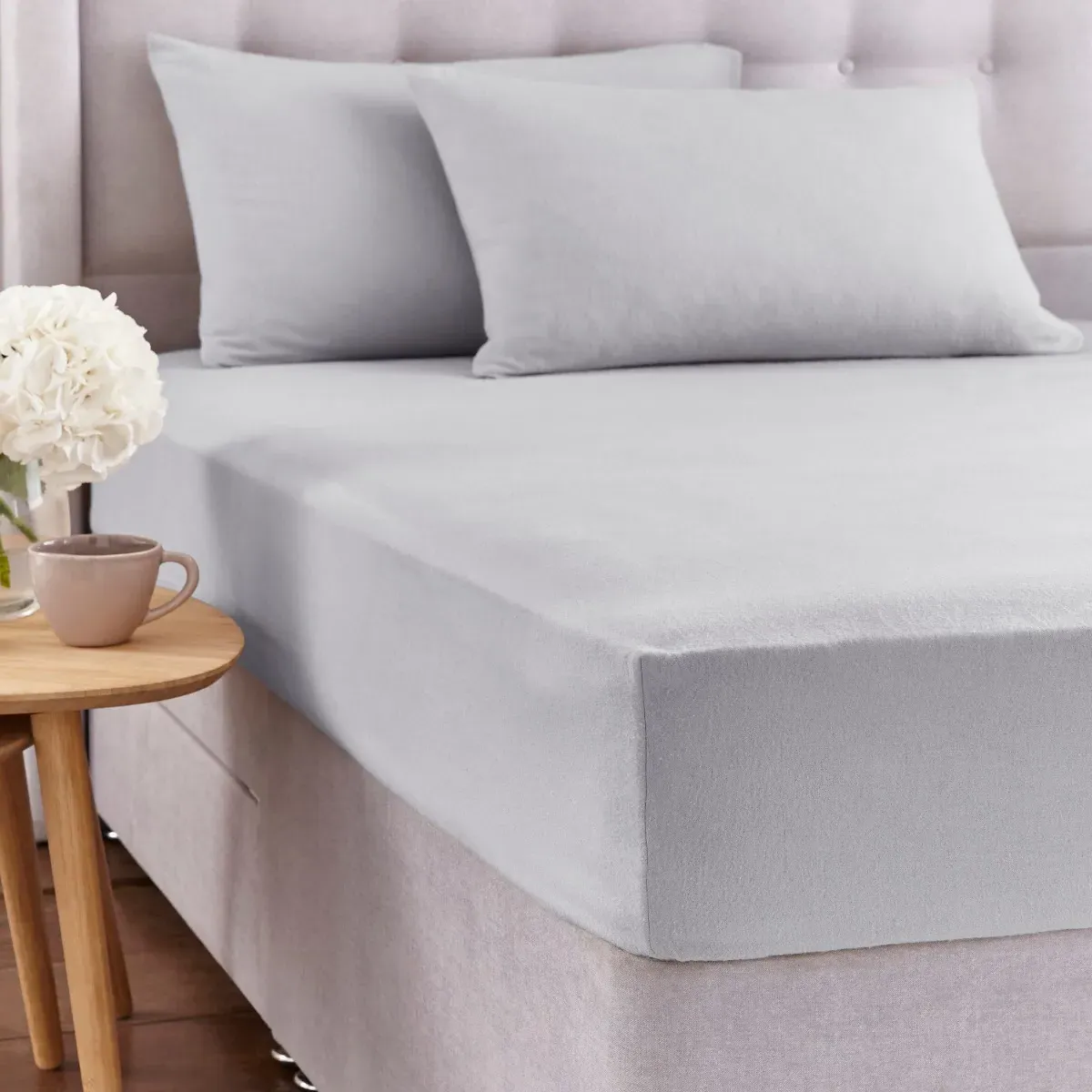 Single Brushed Cotton Fitted Sheet Set - Smoke product