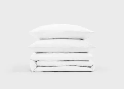 Single Cotton Percale Bedding Set - Pure White by Simba, alternate view