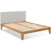 Yasumi Double Upholstered Bed - Urban Grey, Solid Oak by Simba, image 3