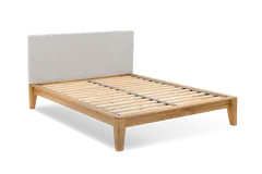 Yasumi King Size Upholstered Bed - Urban Grey, Solid Oak by Simba