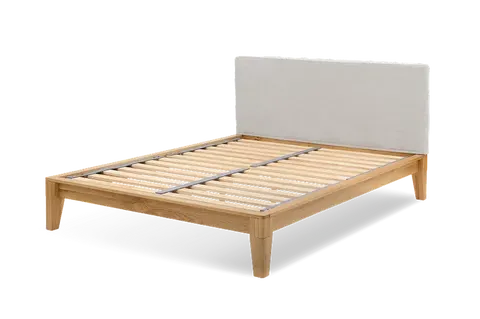 Yasumi King Size Upholstered Bed - Walnut, Solid Oak by Simba, image 2