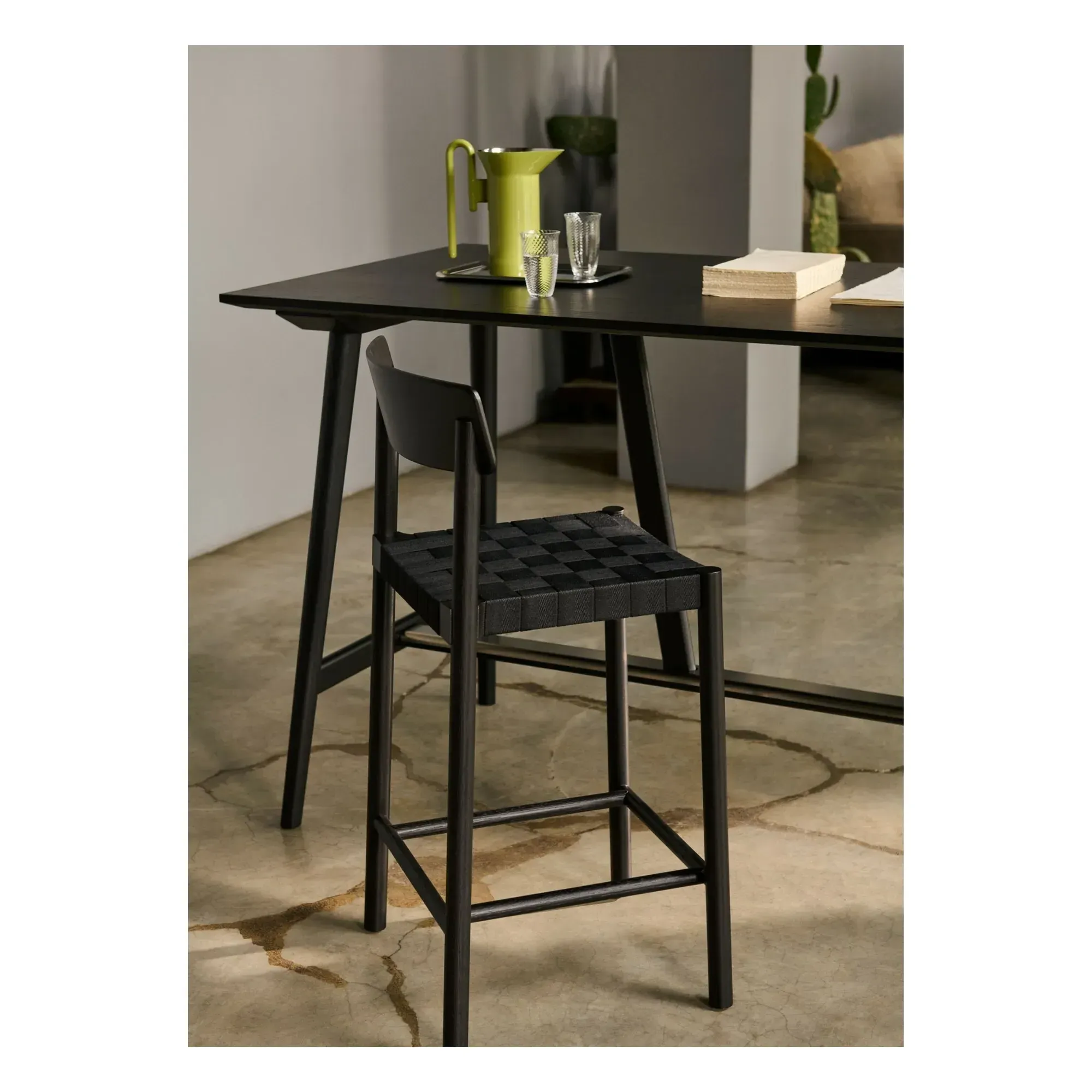 Betty TK15 Bar Stool with Black Straps - Black, Ash alternate view