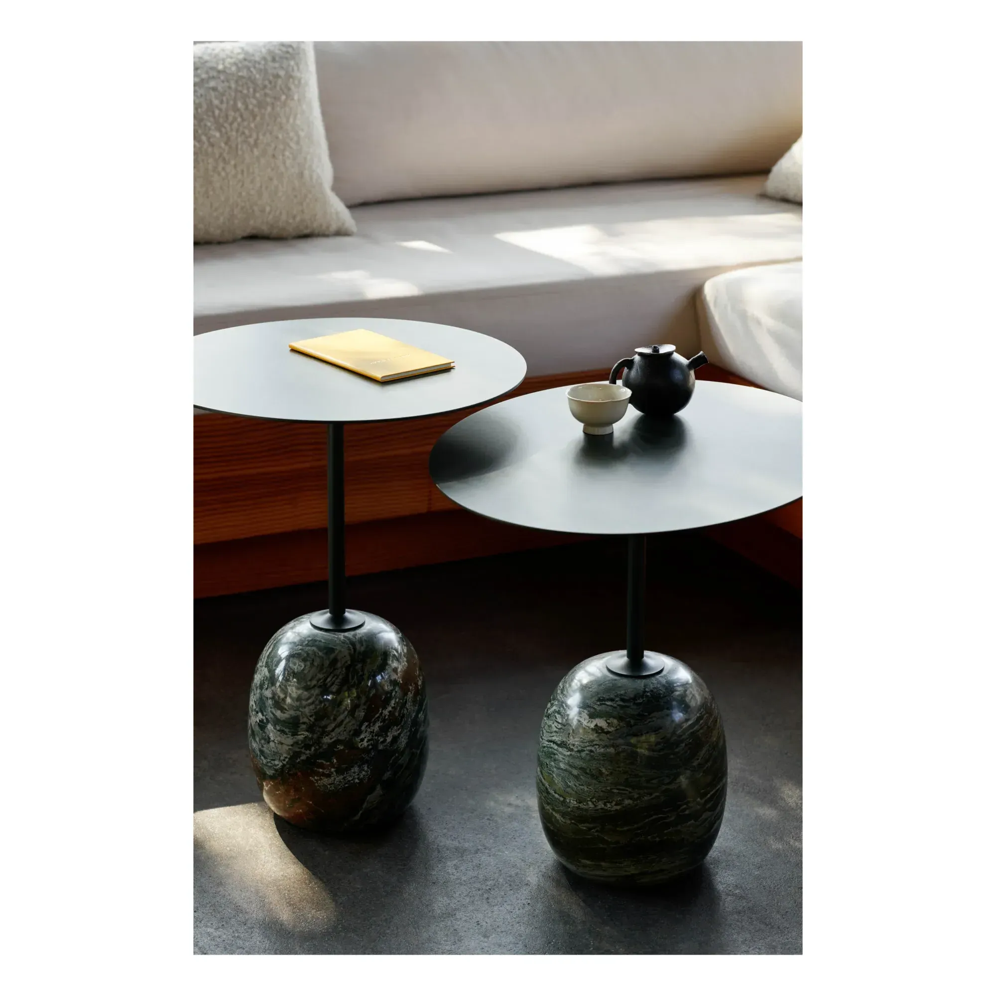 Lato LN8 Round Side Table - Dark Green, Marble alternate view