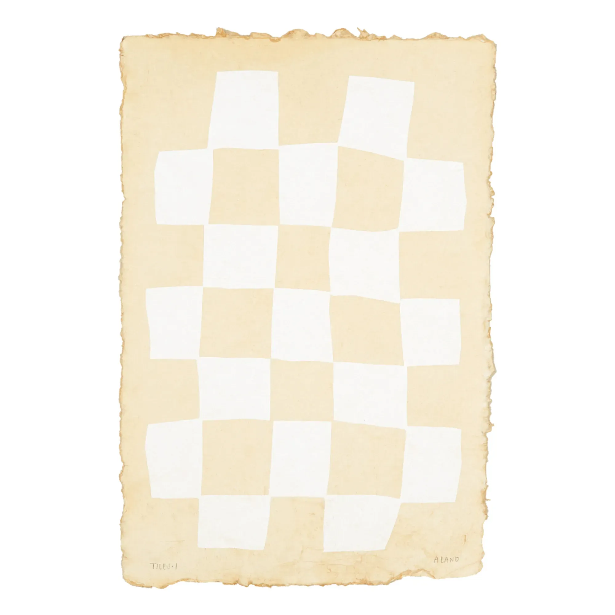 Tiles I Hand-Printed Poster - Natural, Recycled Cotton Rag Paper product