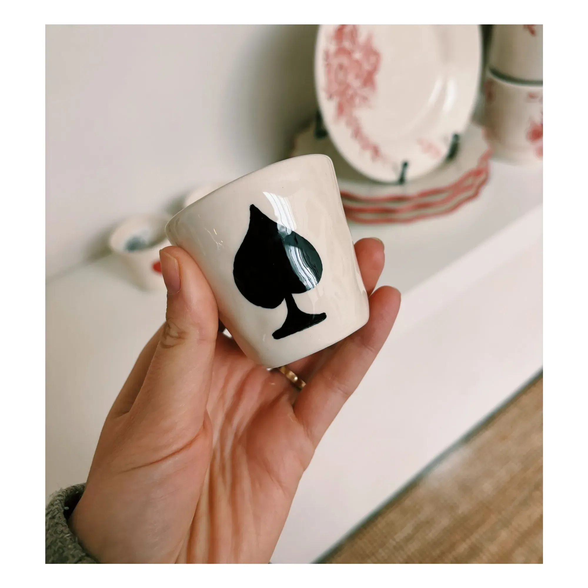 Ace of Spades Espresso Cup - Black, Earthenware alternate view