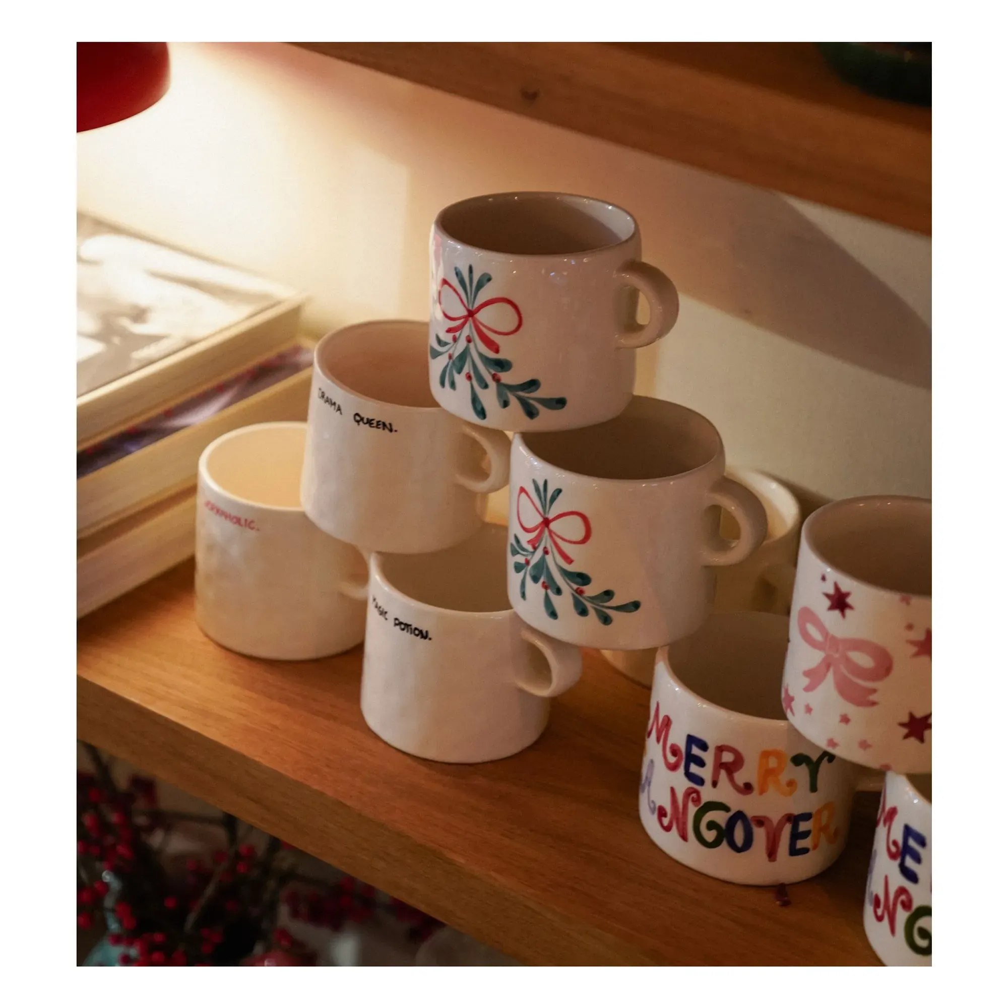 Anna + Nina Mistletoe Mug - Green, Stoneware alternate view