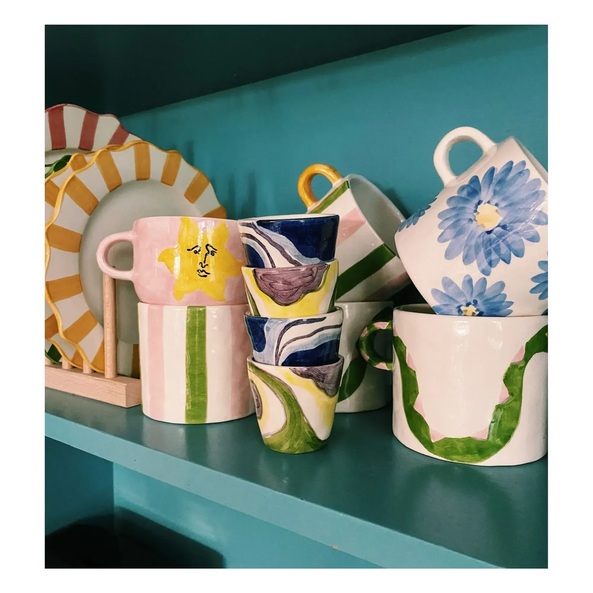 Anna + Nina Psychedelic Espresso Mug - Multicoloured, Terracotta alternate view
