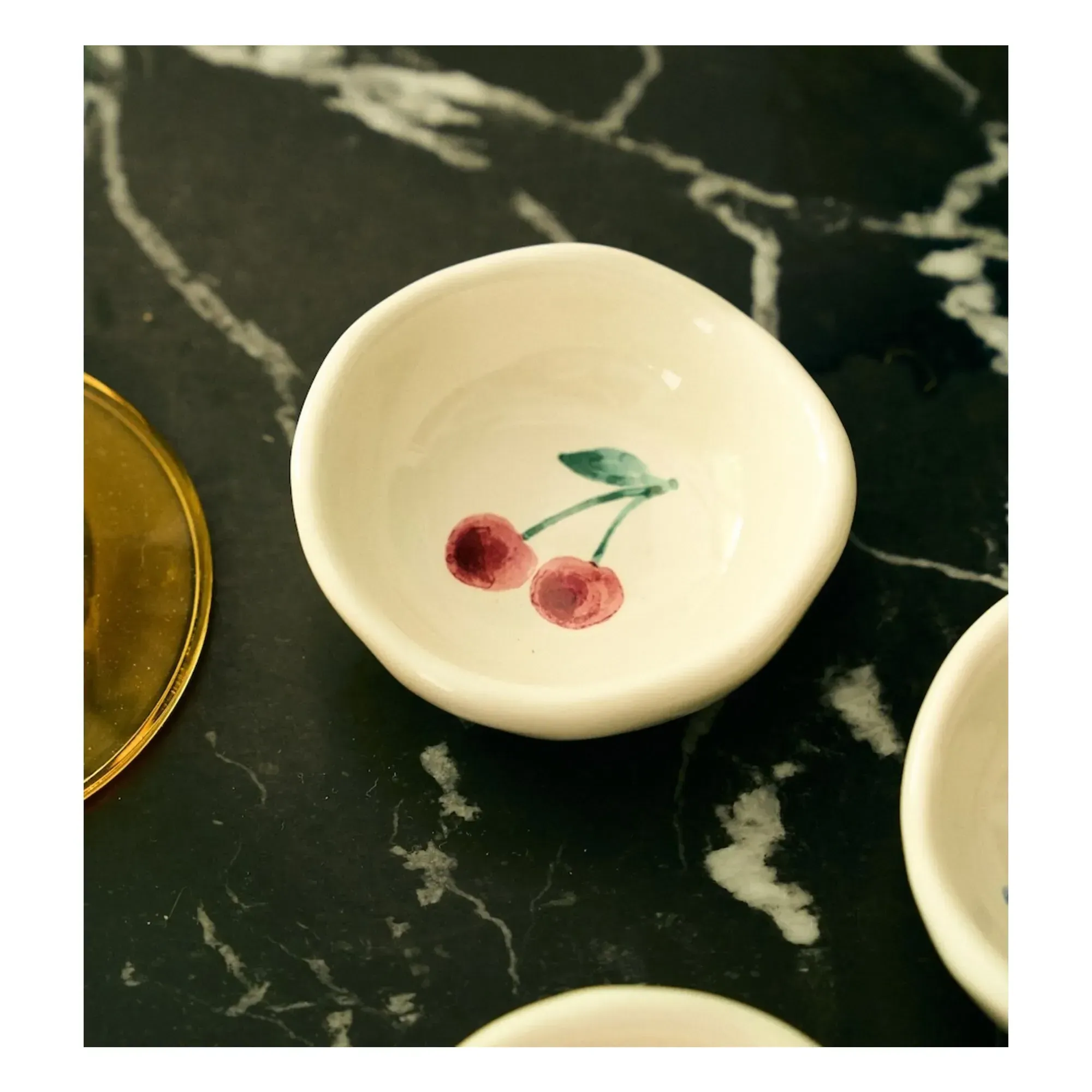 Cherry Round Trinket Dish - Red, Ceramic alternate view
