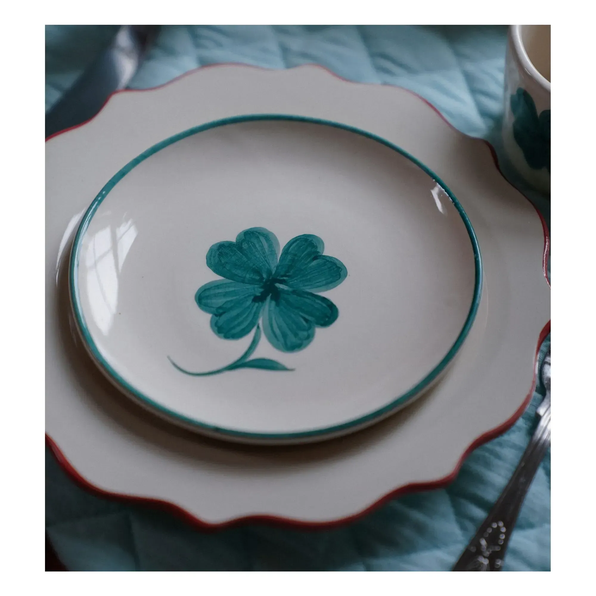 Cloverleaf Shamrock Wall Decoration Plate - Green, Earthenware alternate view