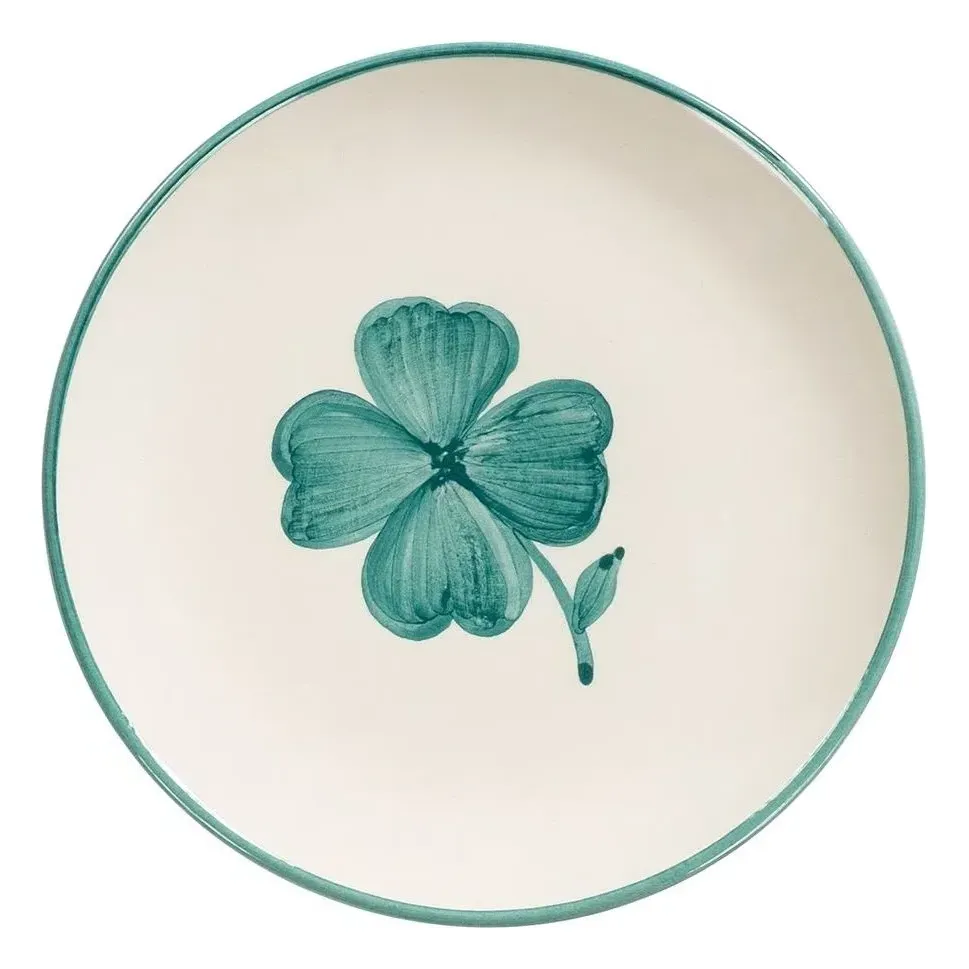 Cloverleaf Shamrock Wall Decoration Plate - Green, Earthenware product