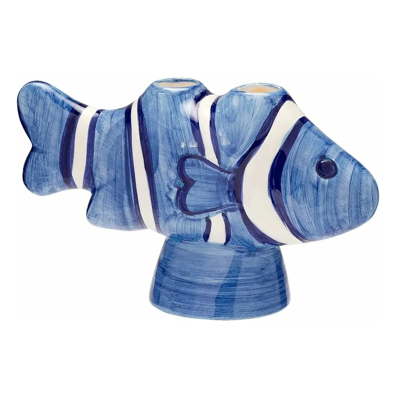 Clownfish Double Candle Holder - Blue, Earthenware product