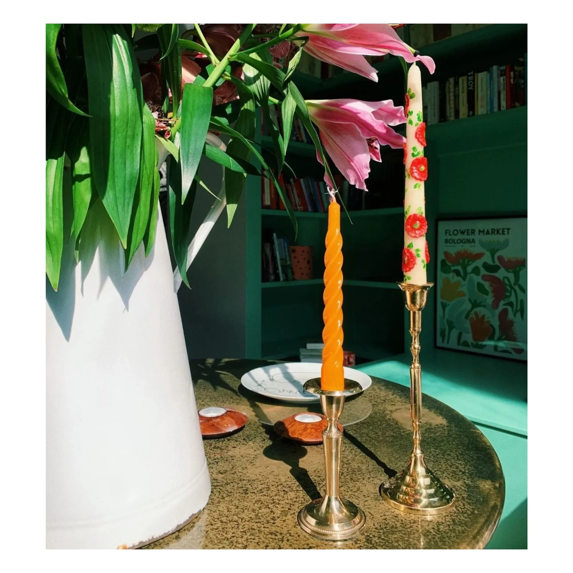 Flower Candles Set of 2 - Multicoloured, Paraffin Wax alternate view