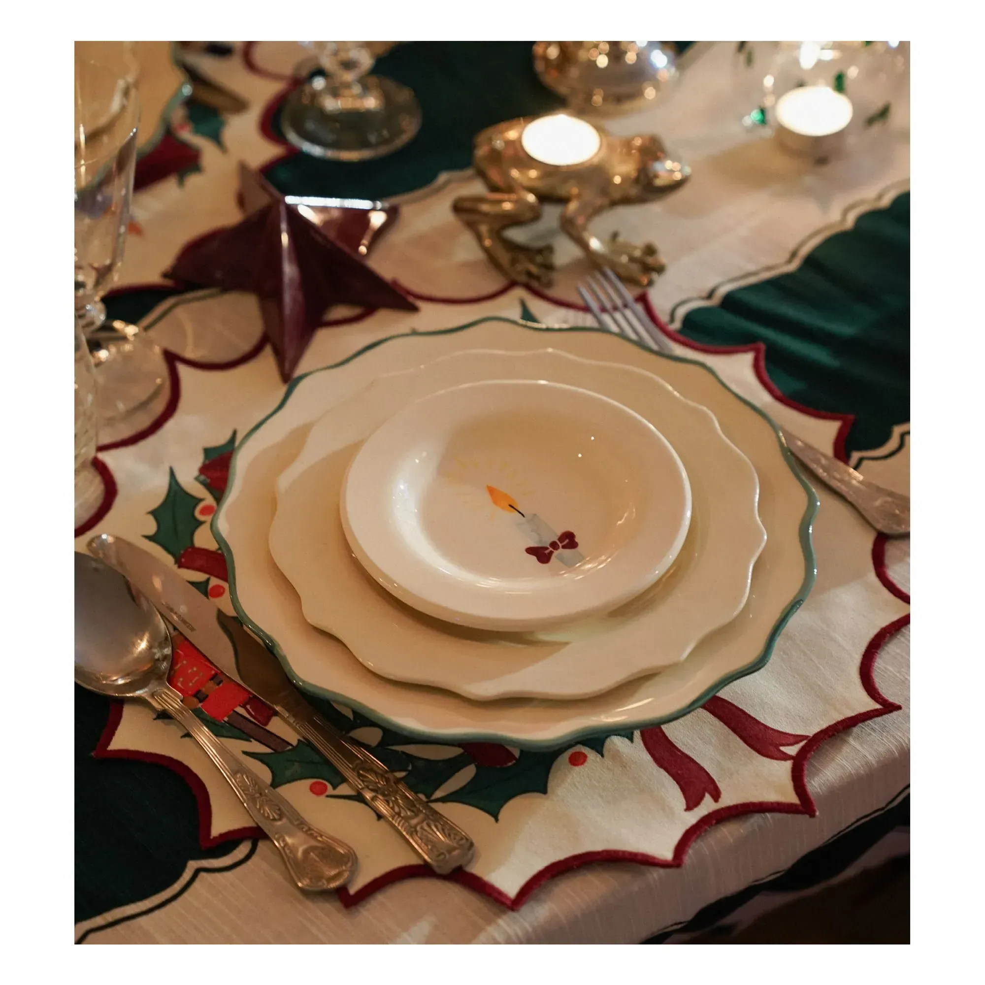 Forest Scalloped Dinner Plate - Green, Stoneware alternate view