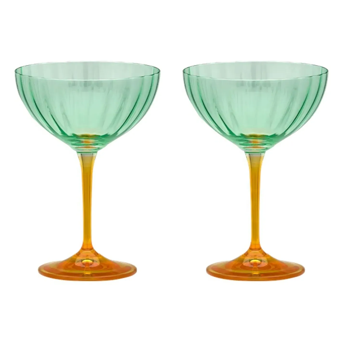 Jazzy Arancia Optic Champagne Glasses Set of 2 - Green, Glass product