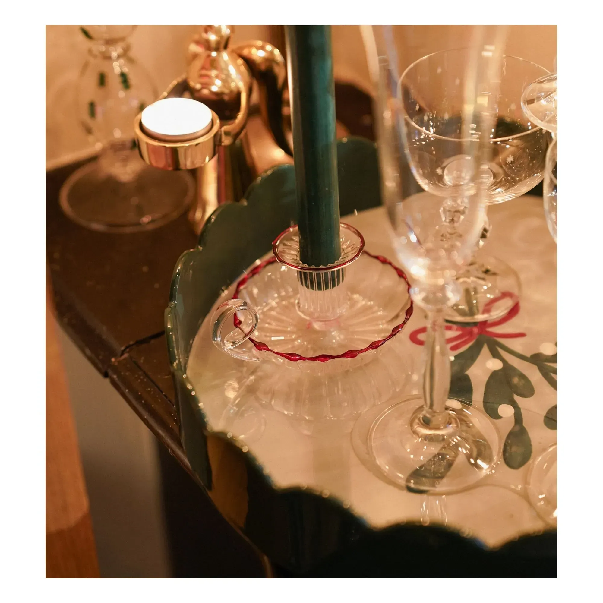 Last Christmas Candlestick - Maroon, Borosilicate Glass alternate view