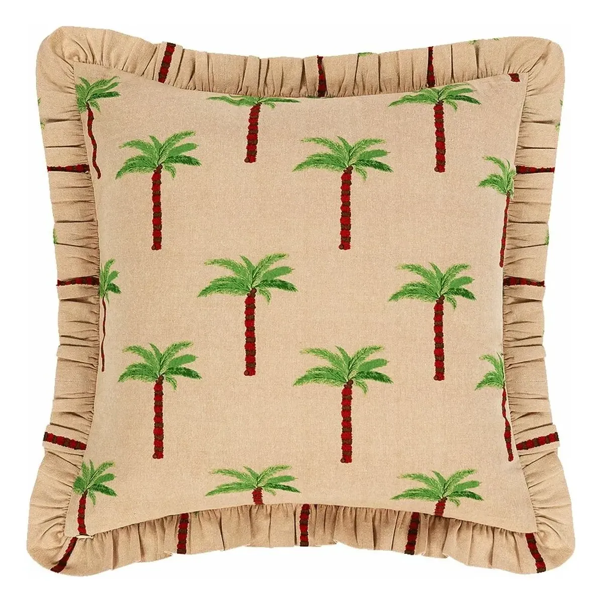 Les Palmiers Frill Cushion - Brown, Organic Cotton product