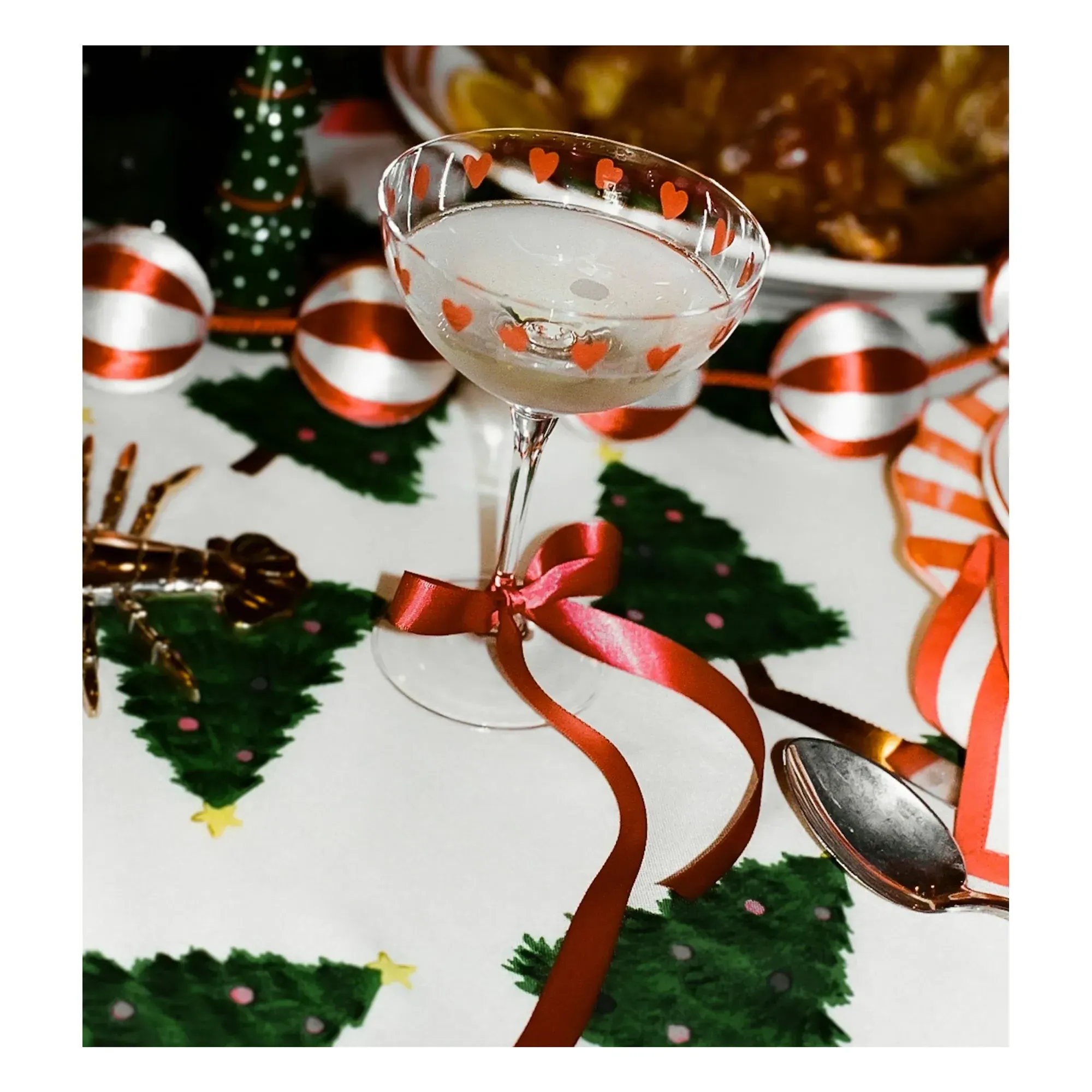 Love Cups Set of 2 Champagne Glasses - Red, Crystalline Glass alternate view