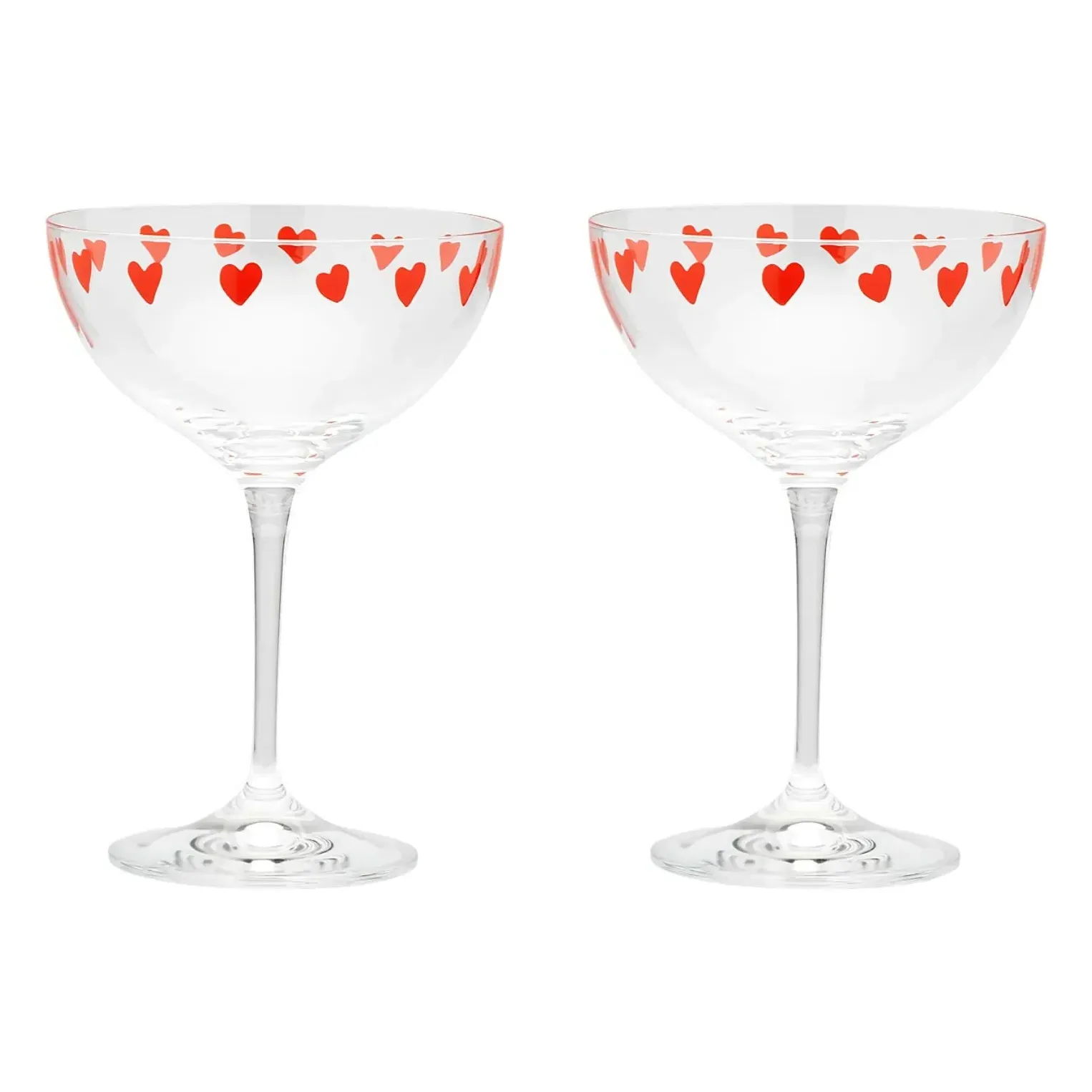 Love Cups Set of 2 Champagne Glasses - Red, Crystalline Glass product