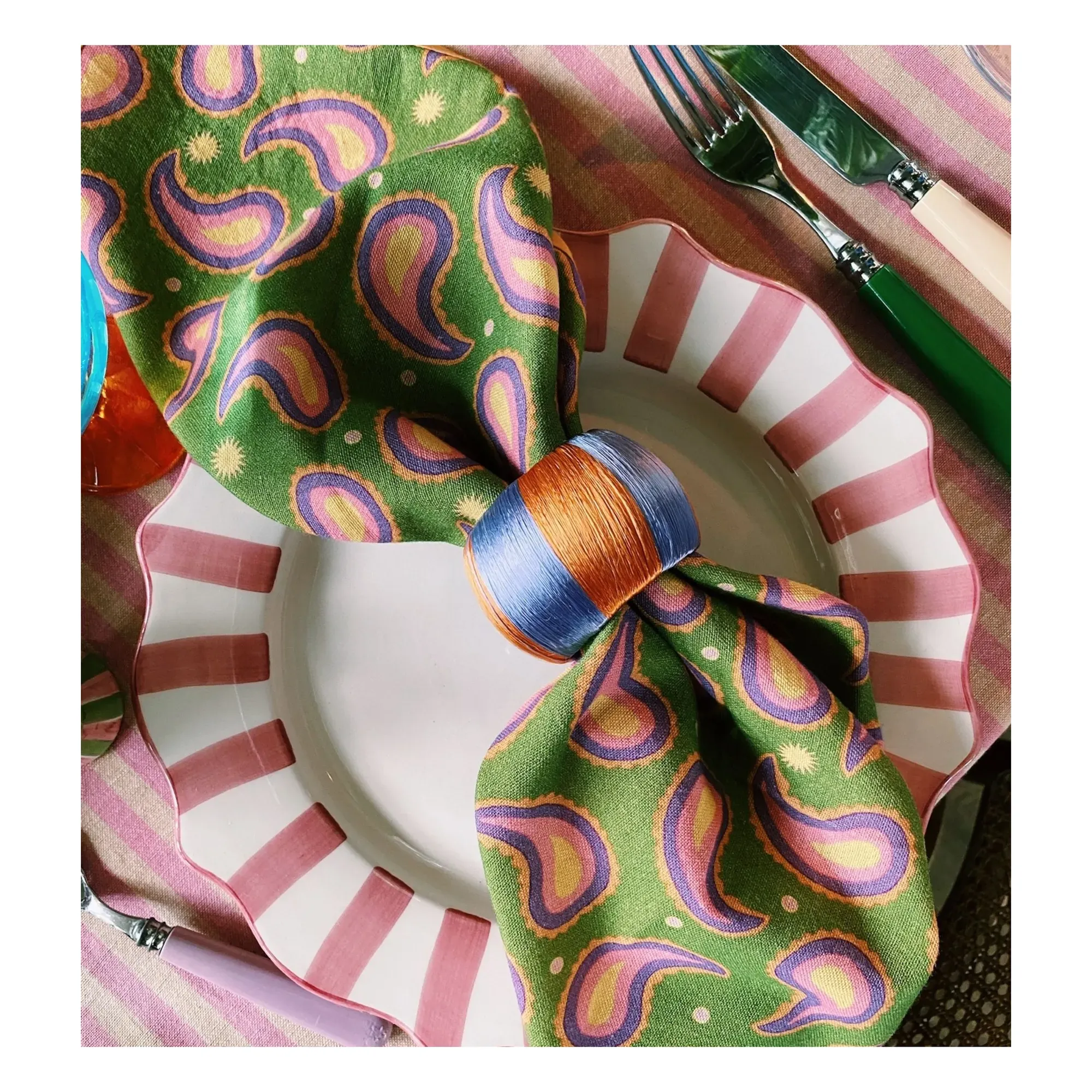 Paisley Set of 2 Napkins - Multicoloured, Organic Cotton alternate view