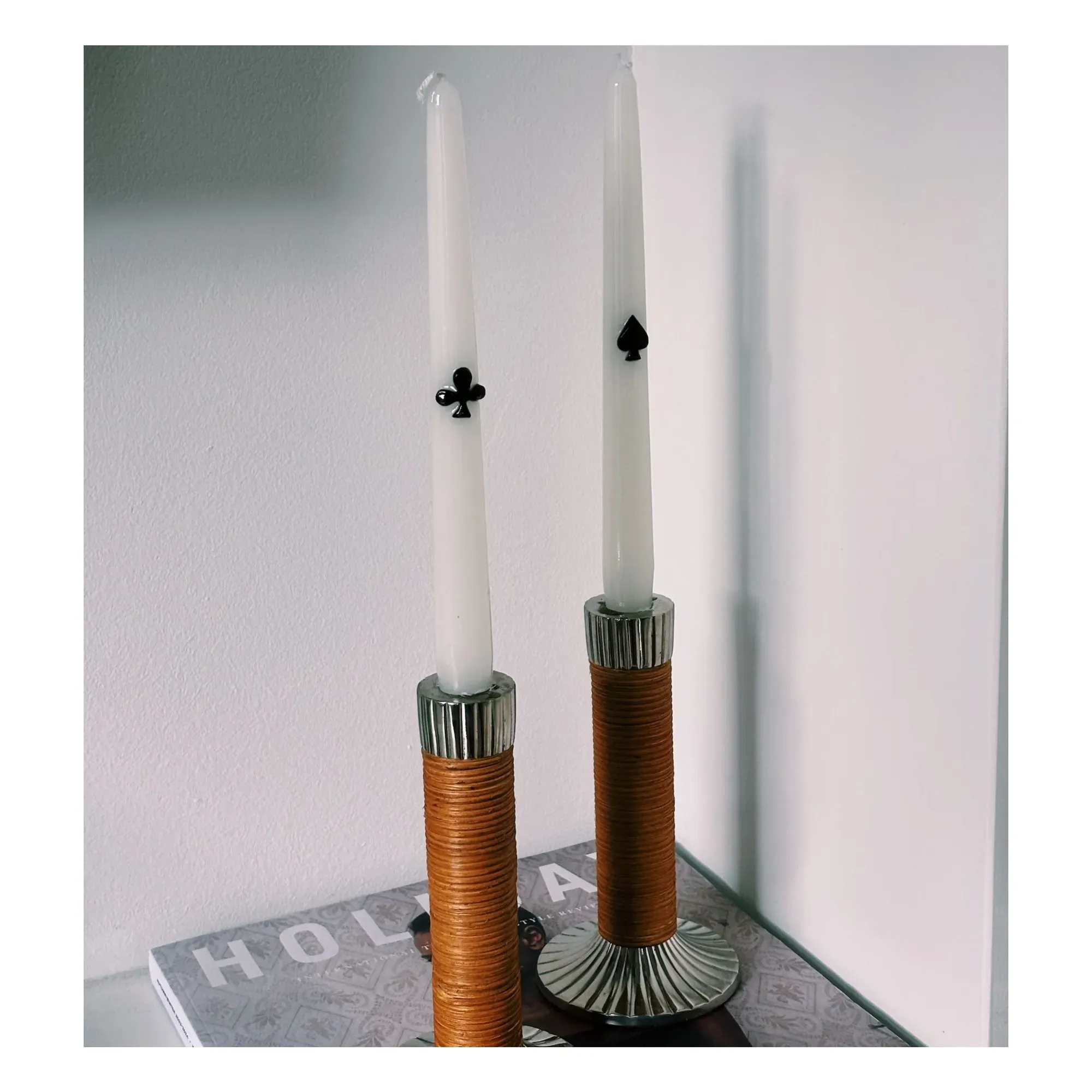Play Your Cards Set of 2 Pillar Candles - Black, Paraffin alternate view