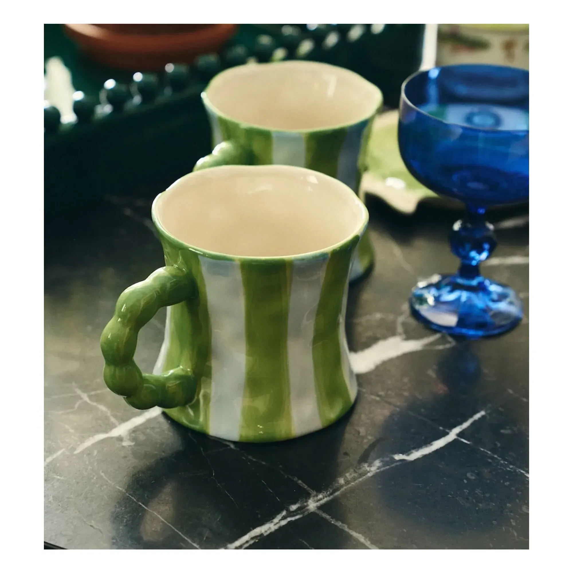 Serene Hand-Painted Ceramic Mug - Green alternate view