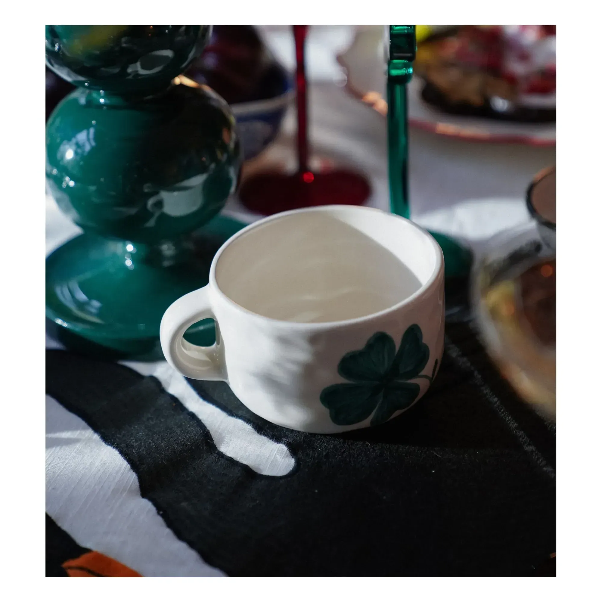 Shamrock Cappuccino Mug - Green, Earthenware alternate view