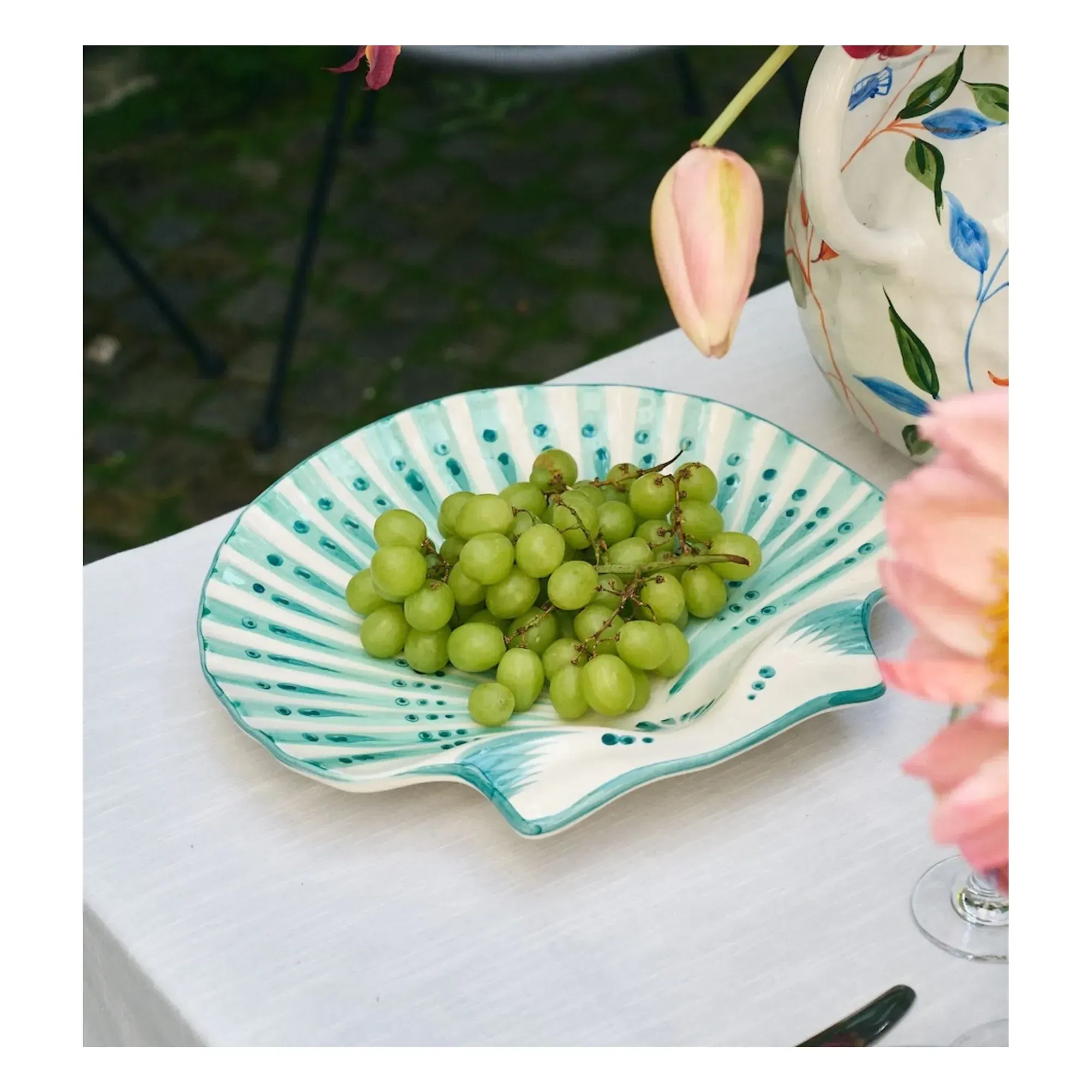 Shell Shaped Serving Dish - Green, Ceramic alternate view