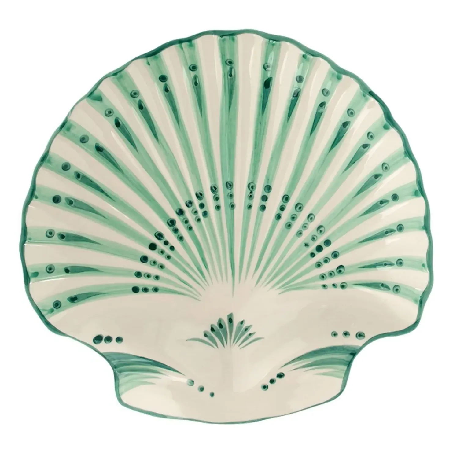 Shell Shaped Serving Dish - Green, Ceramic product