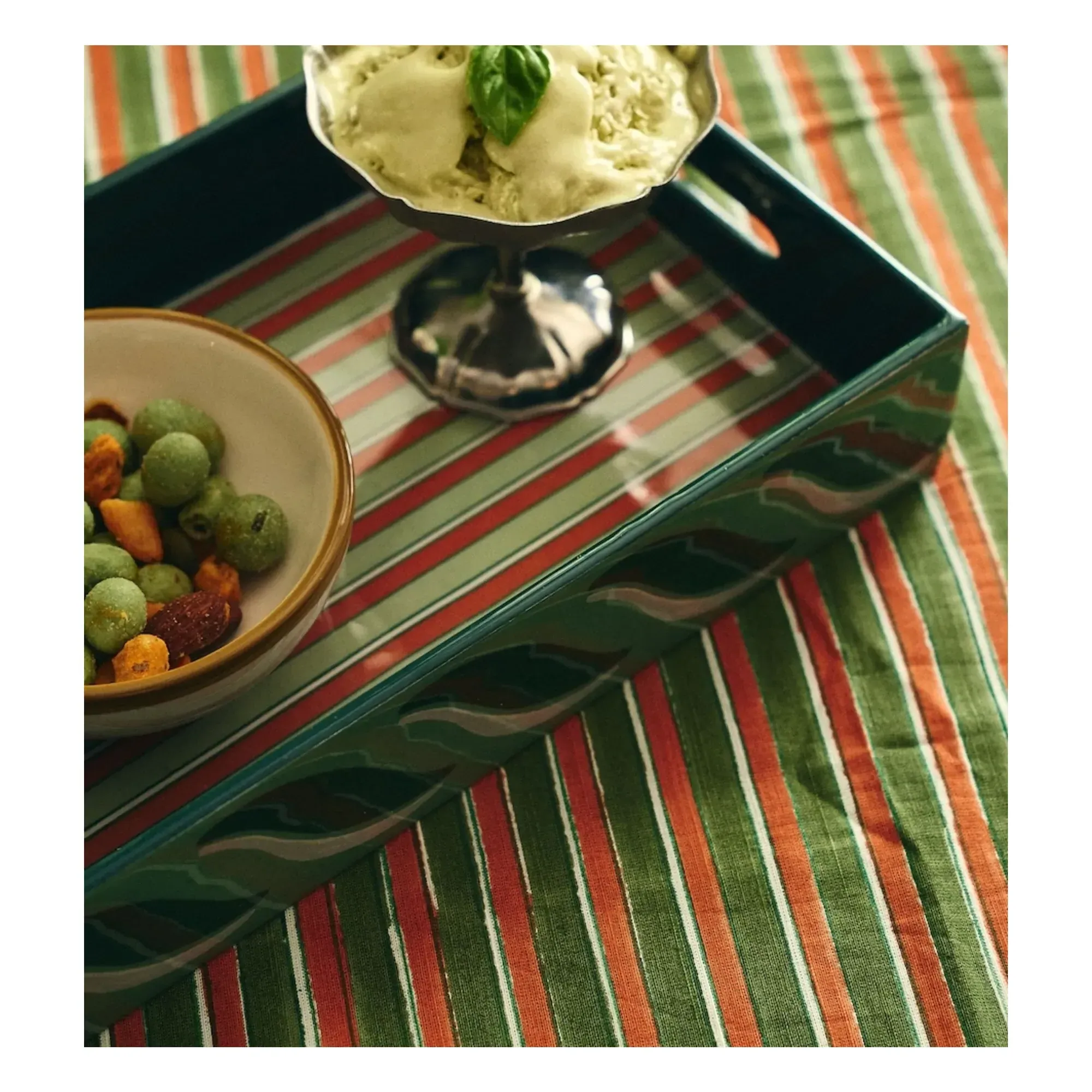 Sicilian Sunset Tablecloth - Green, Organic Cotton alternate view