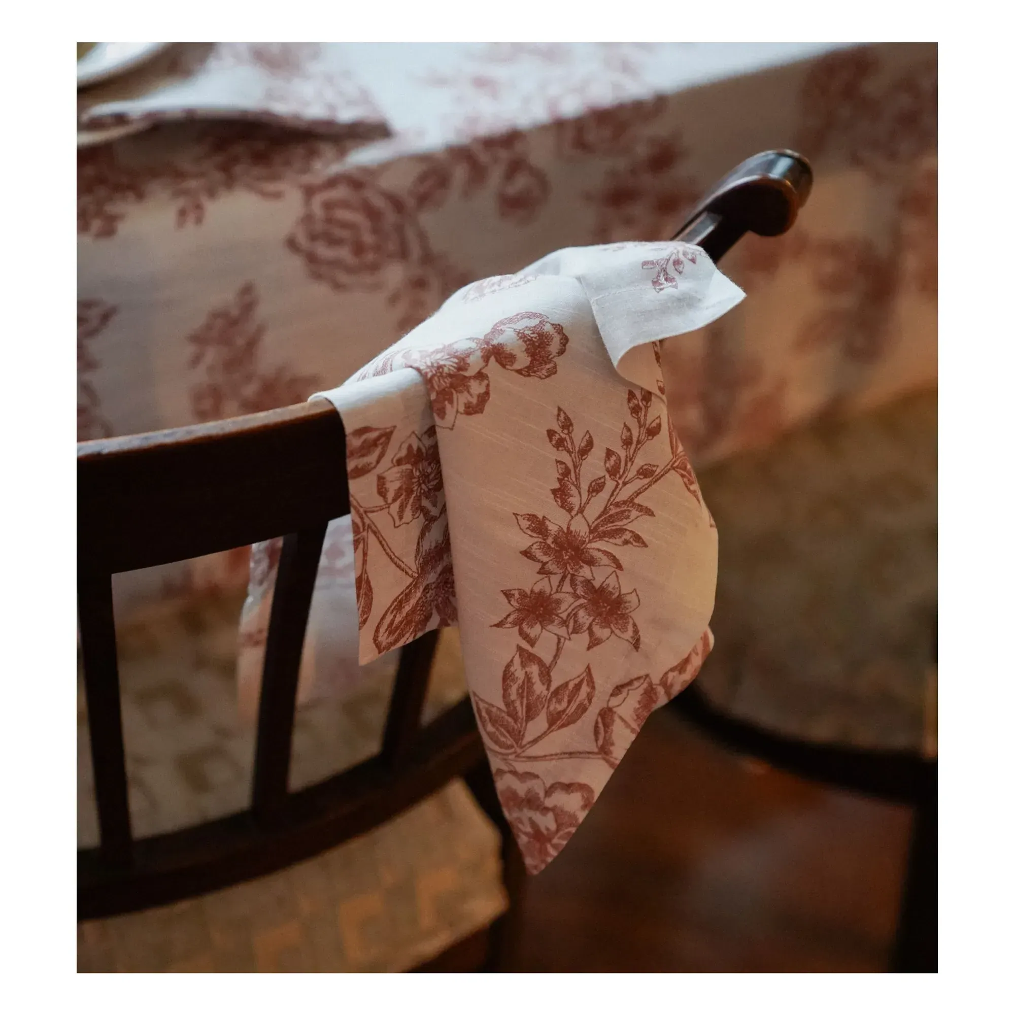 Whimsical Rose Napkins Set of 2 - Red, Organic Cotton alternate view