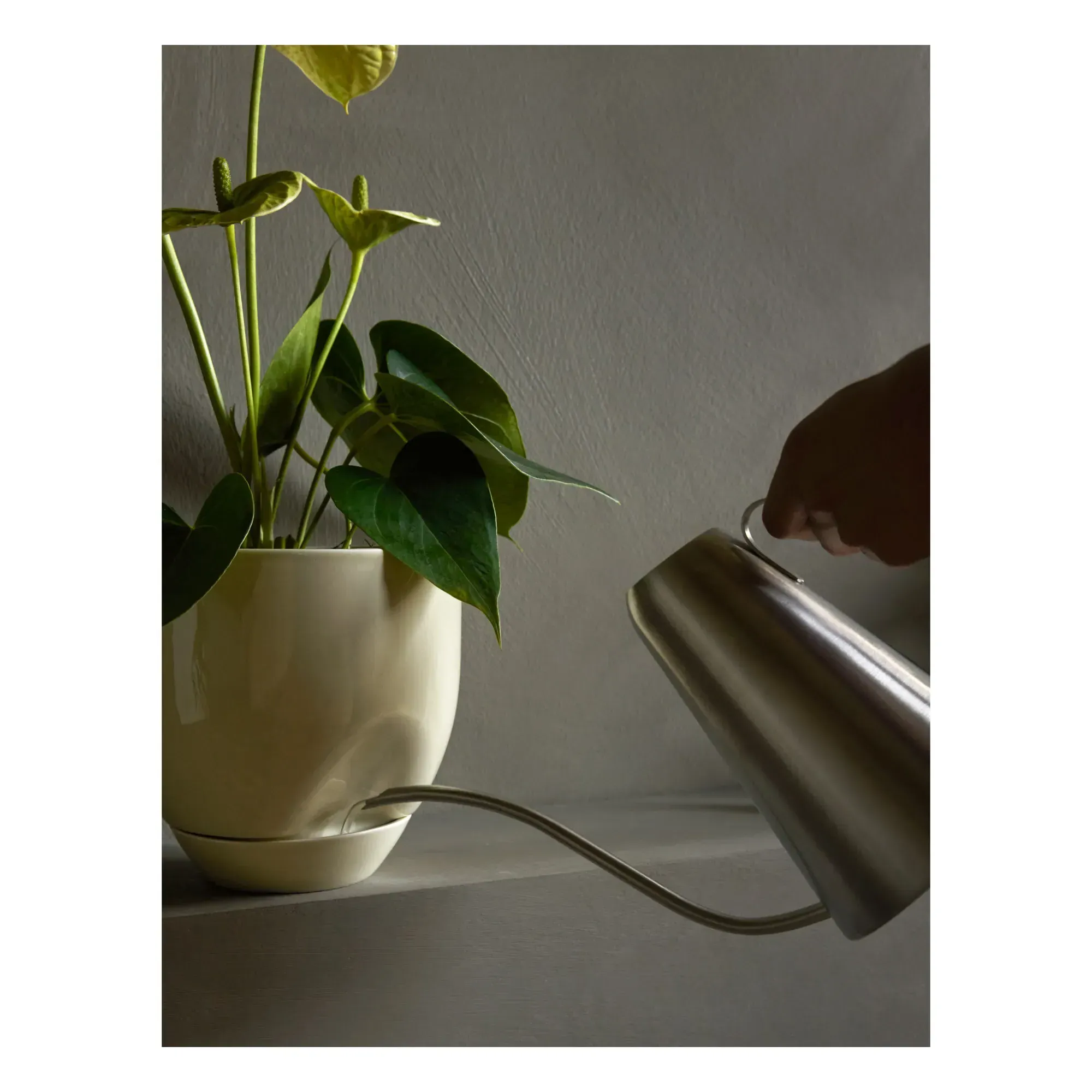 Hydrous Self-Watering Ceramic Pot Cover - Beige, Sandstone alternate view
