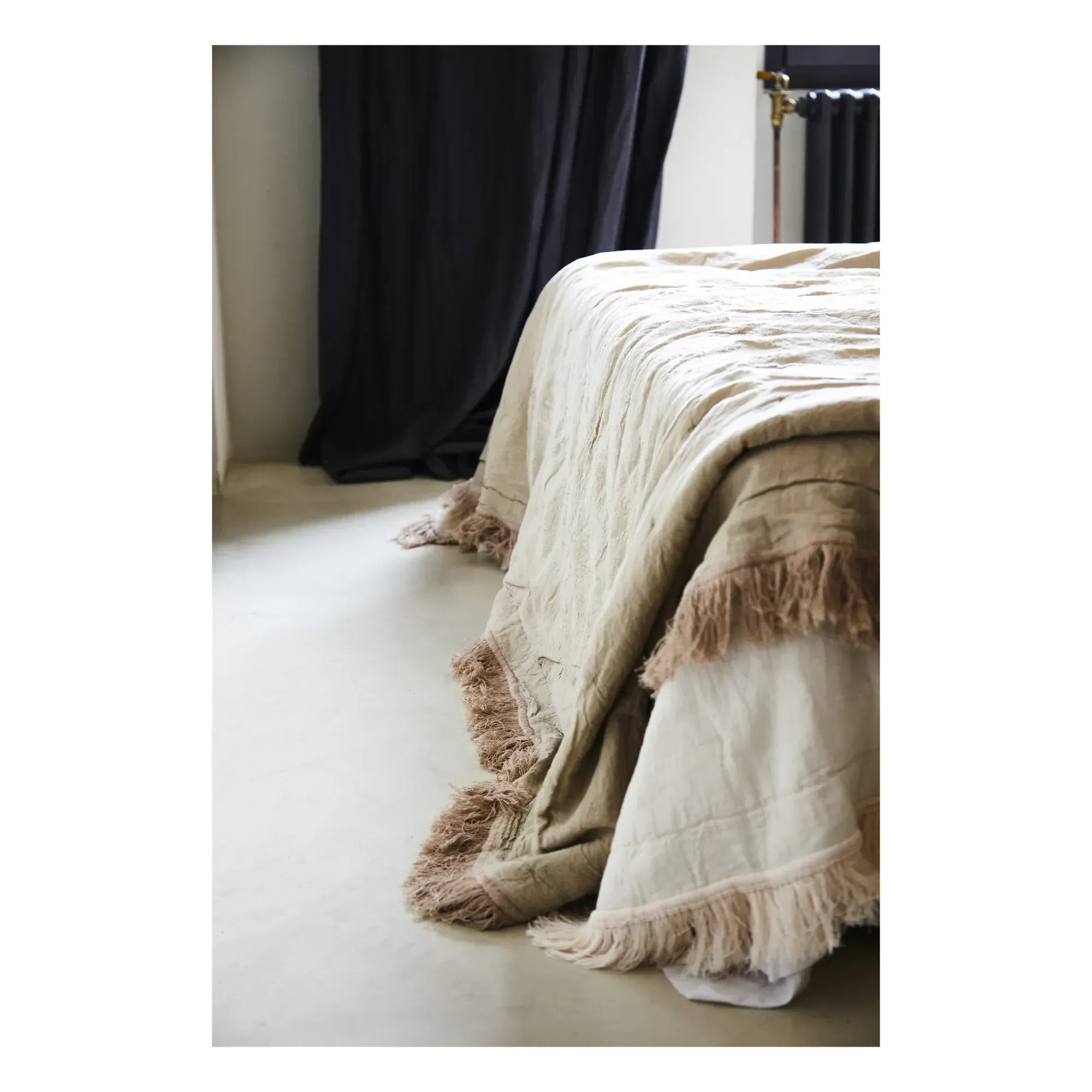 Fringed Bedspread - Oak, Organic Cotton Linen alternate view