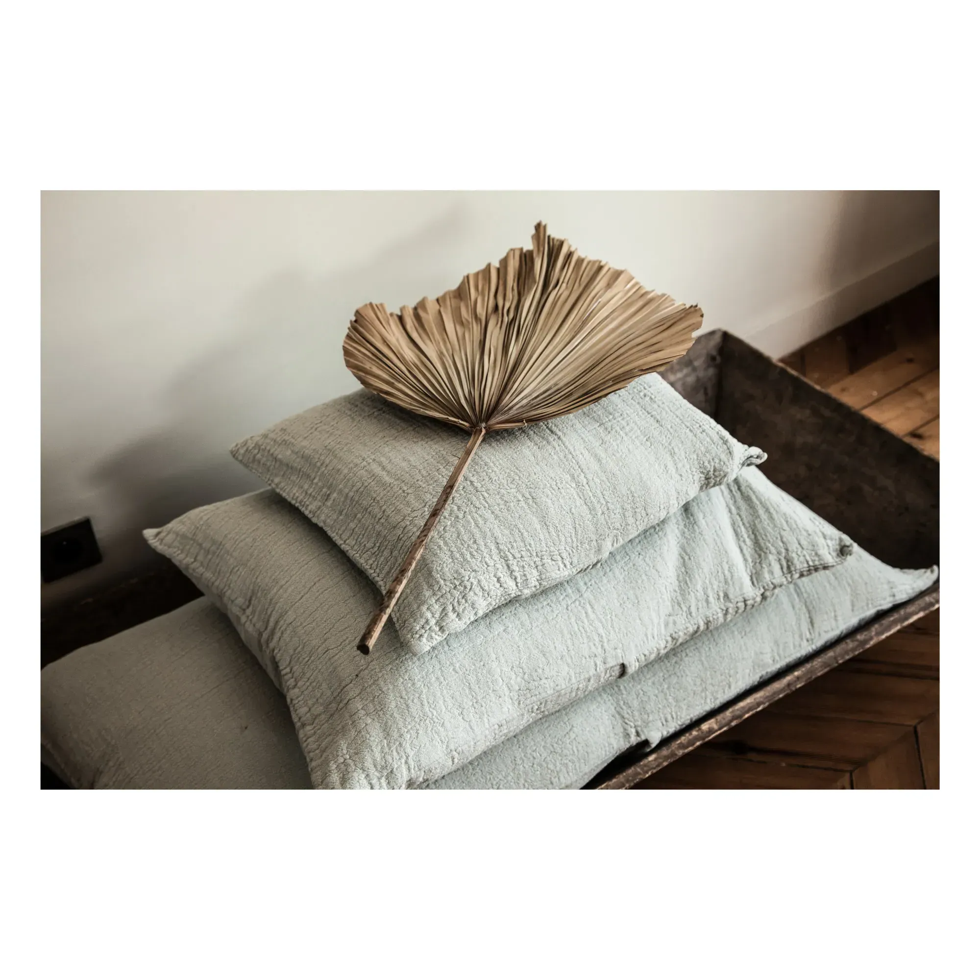 Organic Cotton Jacquard Cushion - Forest Green alternate view