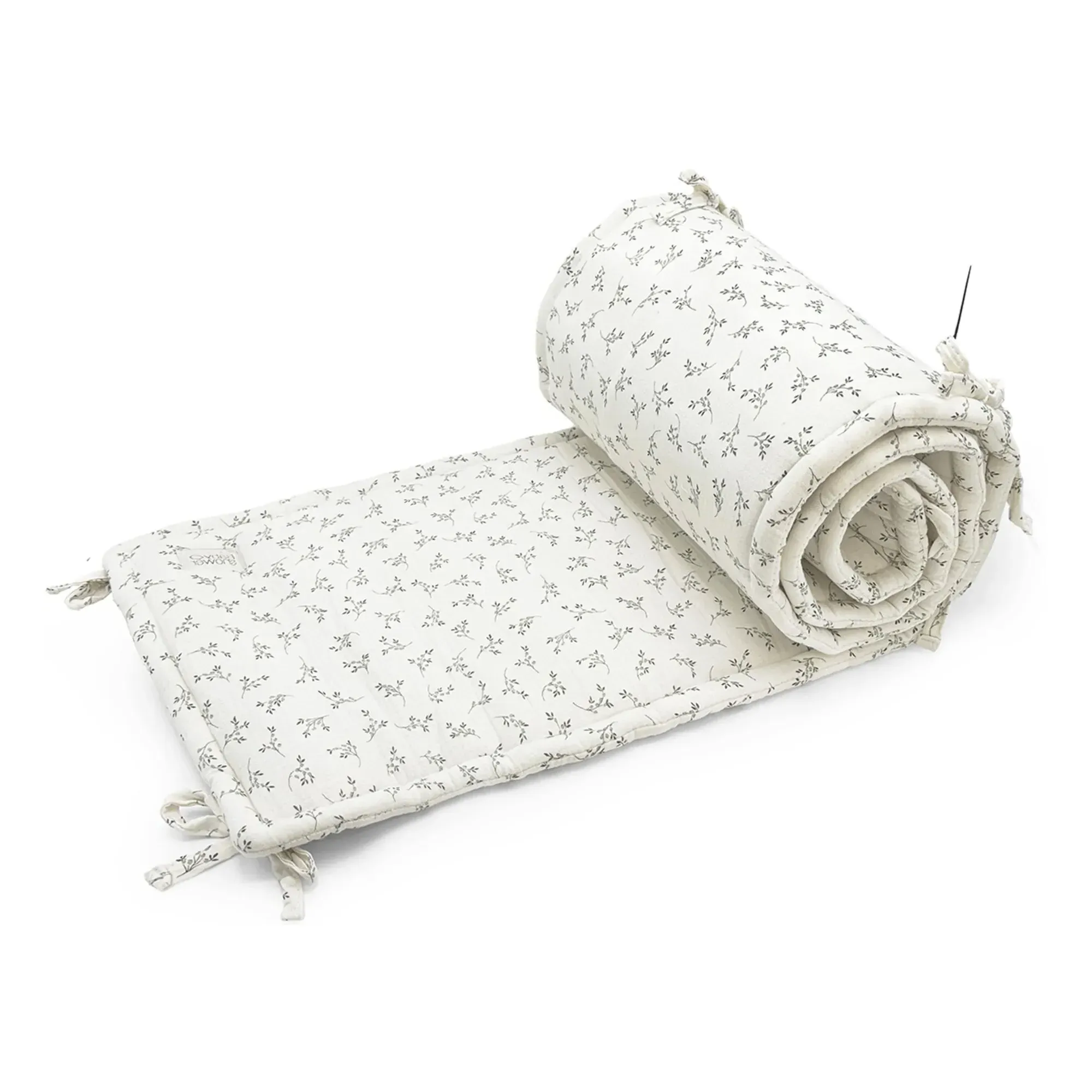 Olive Bloom Crib Bumper Pad - Ecru, Organic Cotton product