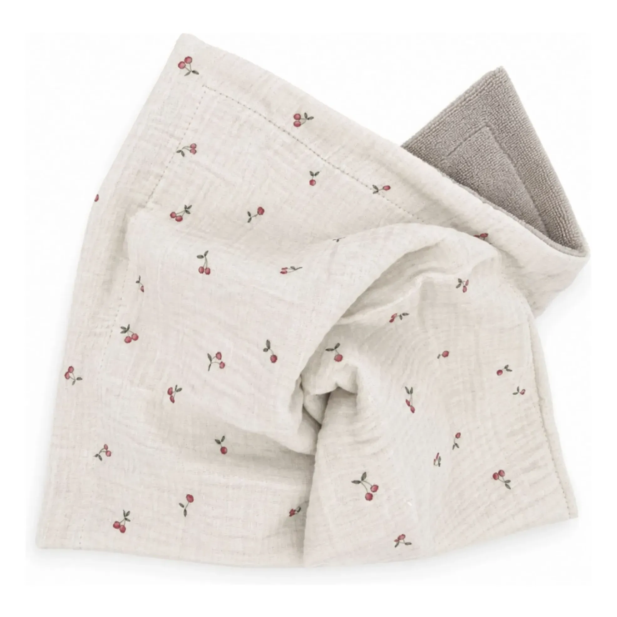 Spring Cover Cherries Reversible Blanket - Ecru, Cotton alternate view